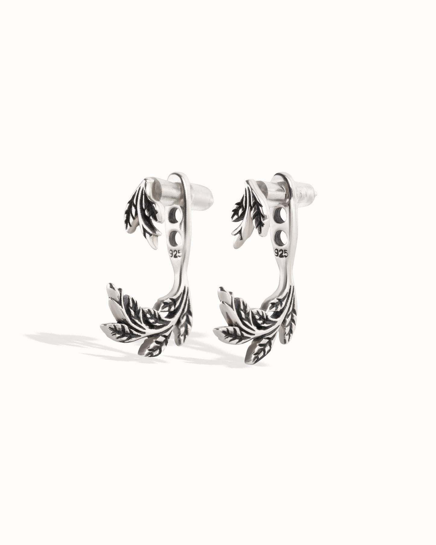 Leaf & Flower Earrings Ear Jacket · Dark Naturalism Ear Cuff Earrings · Flower Dangle Earrings · Lotus Flower Jewelry Gift for Her - JKT005