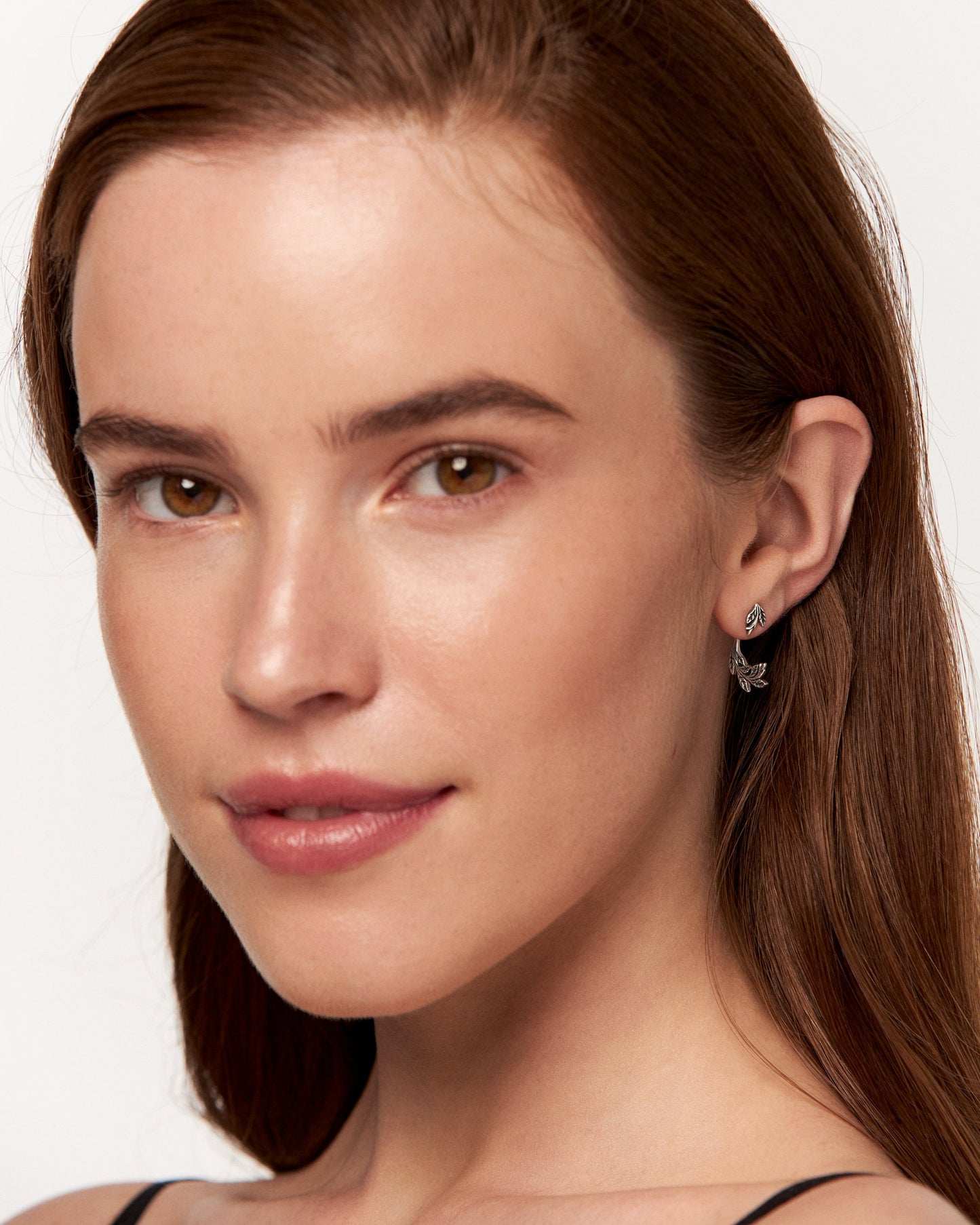 Leaf & Flower Earrings Ear Jacket · Dark Naturalism Ear Cuff Earrings · Flower Dangle Earrings · Lotus Flower Jewelry Gift for Her - JKT005