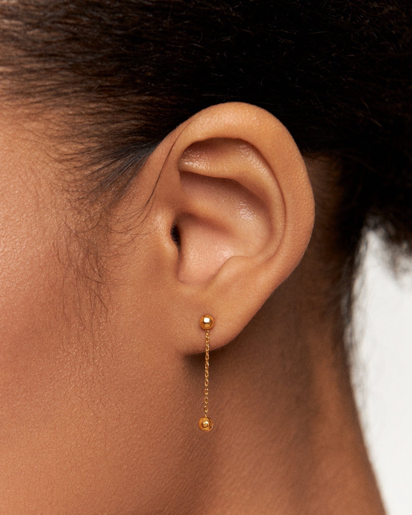 Chain Ball Earrings • Gold Ball Threader Earrings • Drop Ball Earrings • Silver Chain Dangle Earrings • Double Ball Earrings - CST024