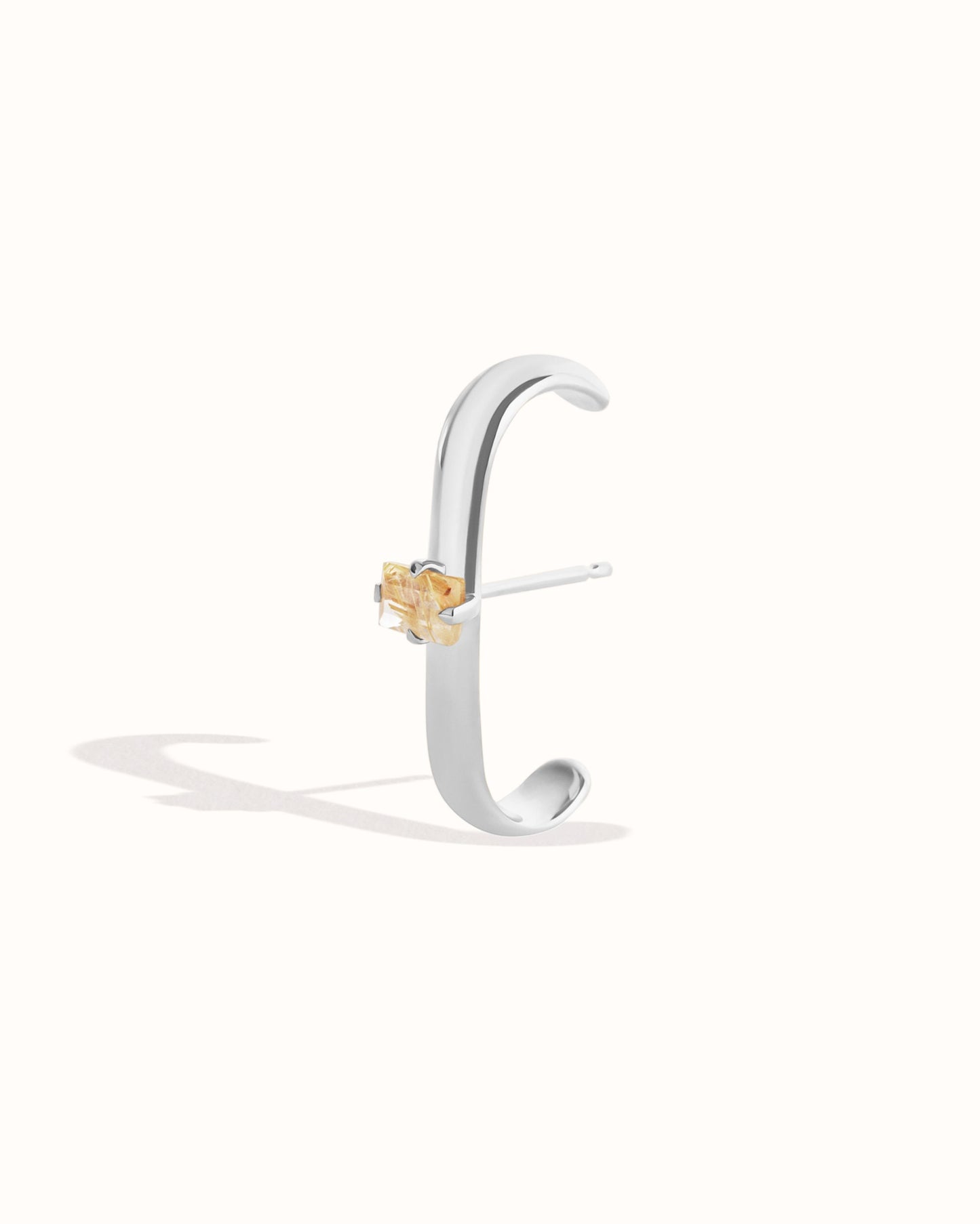 Wide Suspender Earring CZ • Gold Lobe Cuff Earrings • Thick Modern Earring • 14k Gold & Silver Ear Suspender Earring • Bar Earring - CST033