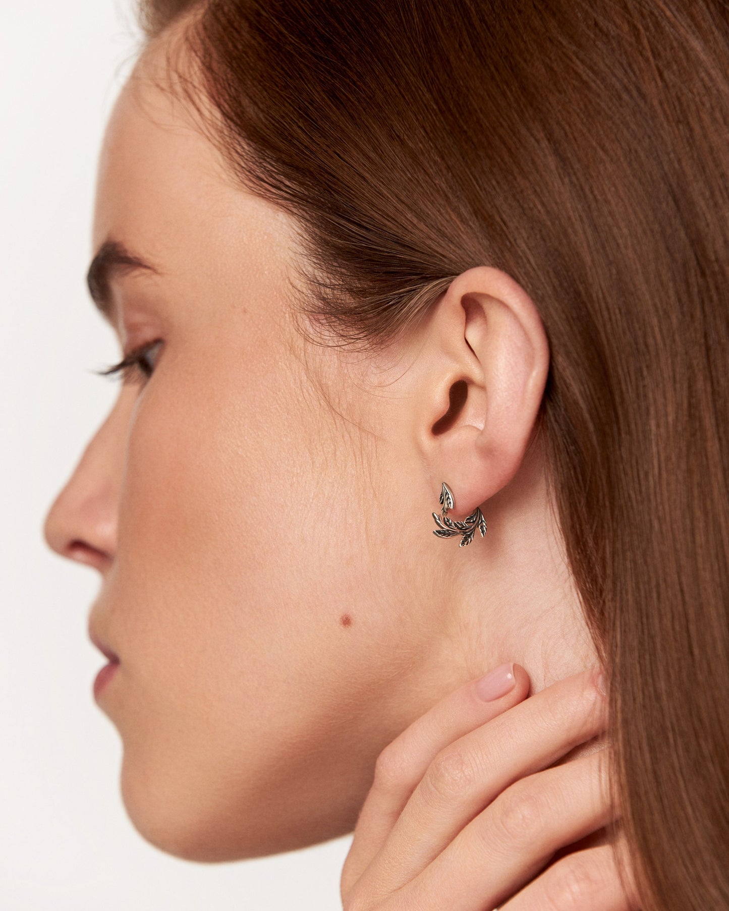 Leaf & Flower Earrings Ear Jacket · Dark Naturalism Ear Cuff Earrings · Flower Dangle Earrings · Lotus Flower Jewelry Gift for Her - JKT005