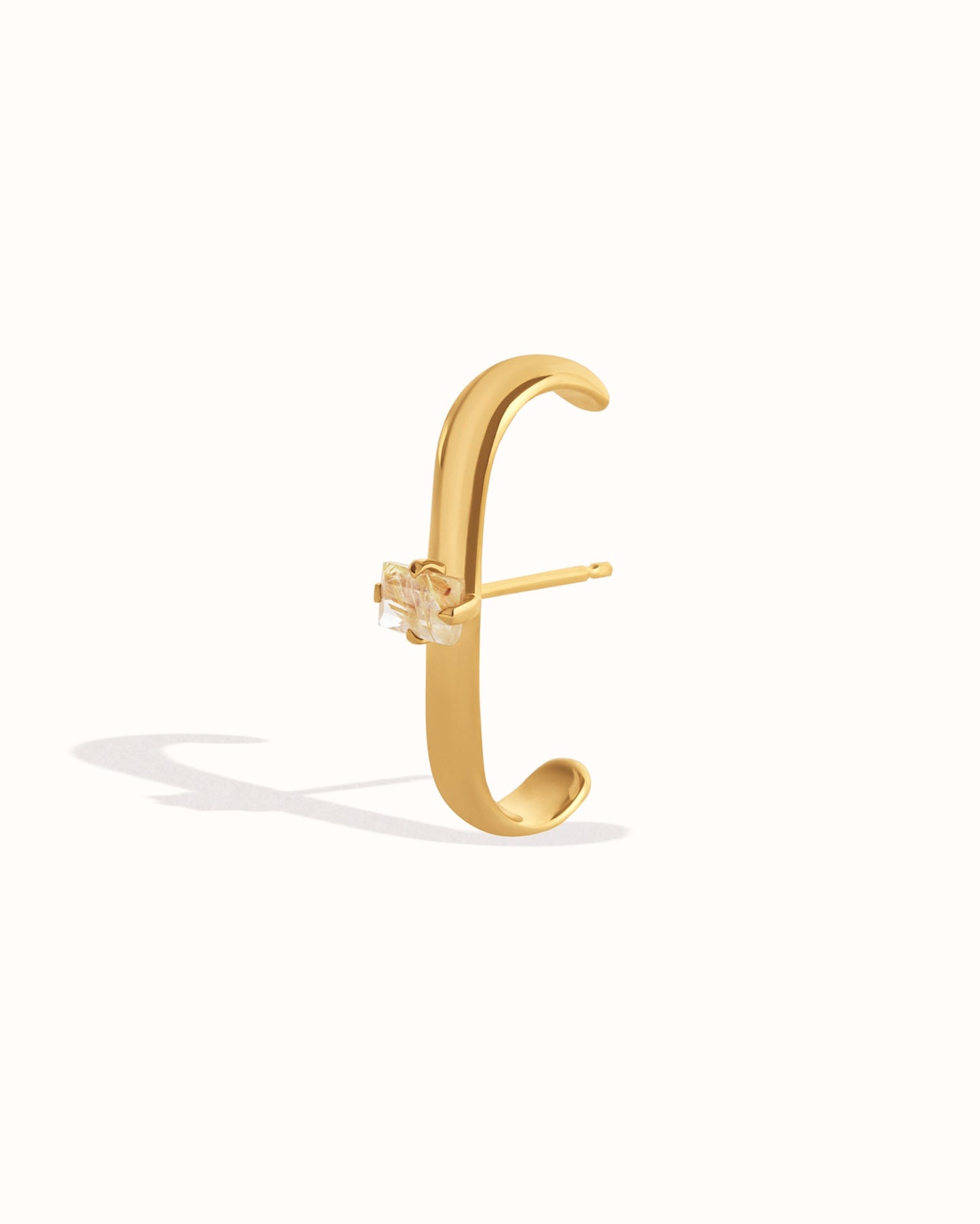 Wide Suspender Earring CZ • Gold Lobe Cuff Earrings • Thick Modern Earring • 14k Gold & Silver Ear Suspender Earring • Bar Earring - CST033