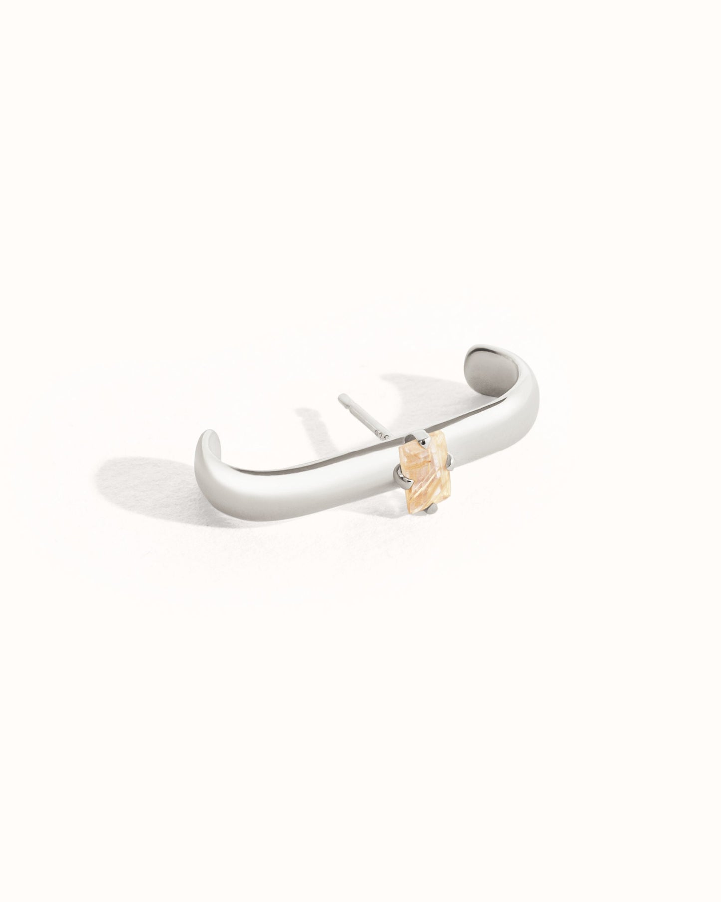 Wide Suspender Earring CZ • Gold Lobe Cuff Earrings • Thick Modern Earring • 14k Gold & Silver Ear Suspender Earring • Bar Earring - CST033