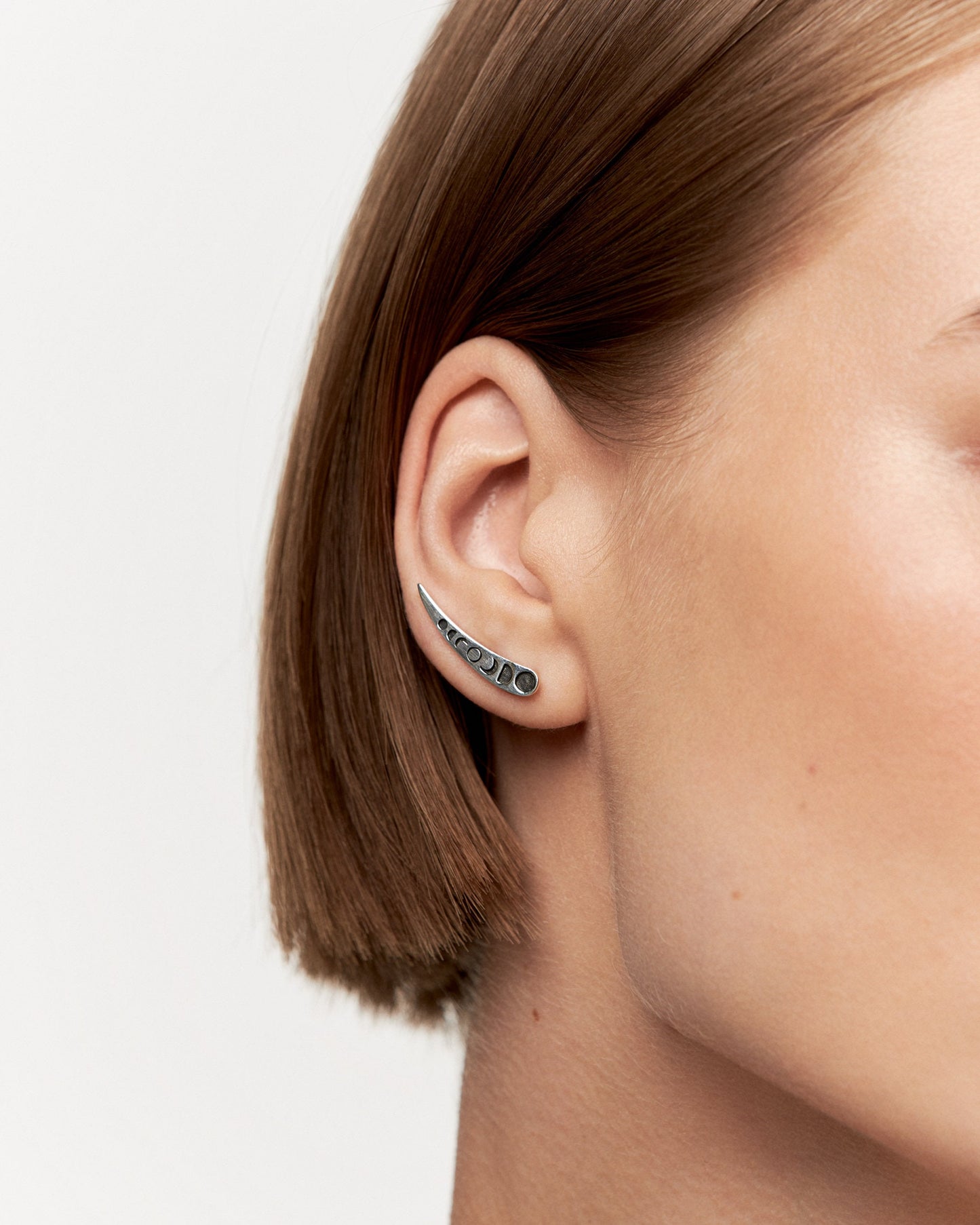 Moon Phases Ear Climber Silver Celestial Earrings Ear Crawler Earrings Modern Jewelry Bohemian Crescent Moon Ear Cuff Gift For Her - FES030