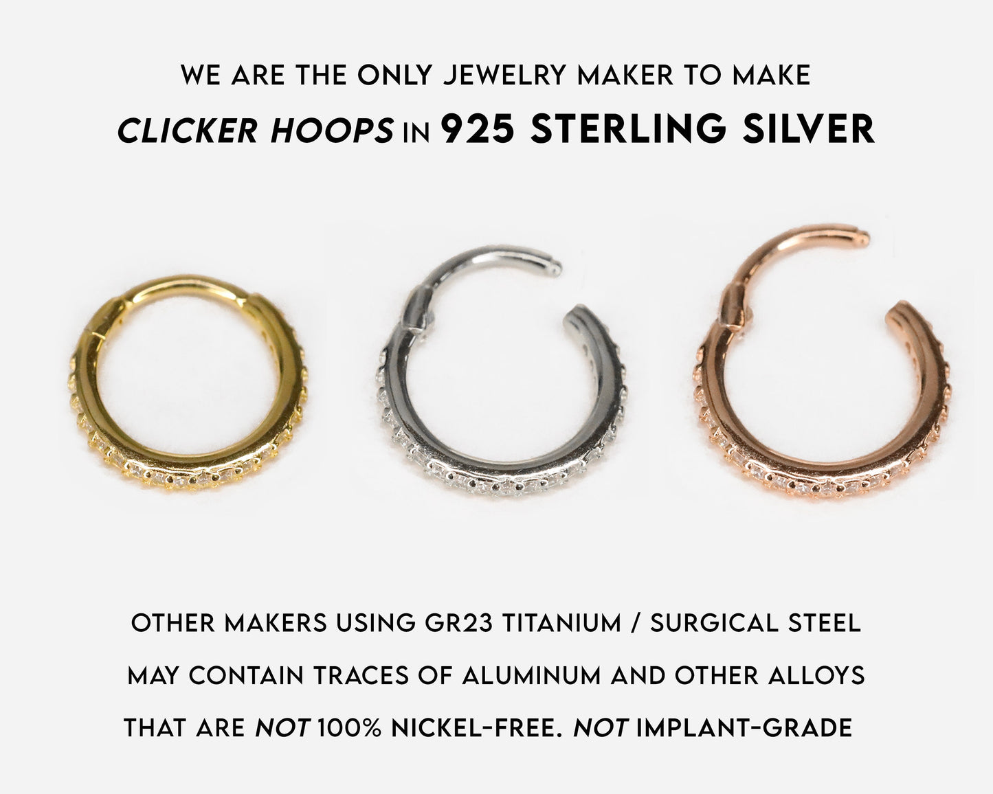 20G/18G/16G Seamless Gold Conch Clicker Paved Cartilage Gold Hoop Earrings • 925 sterling silver • tragus helix hoops • gold cartilage hoop