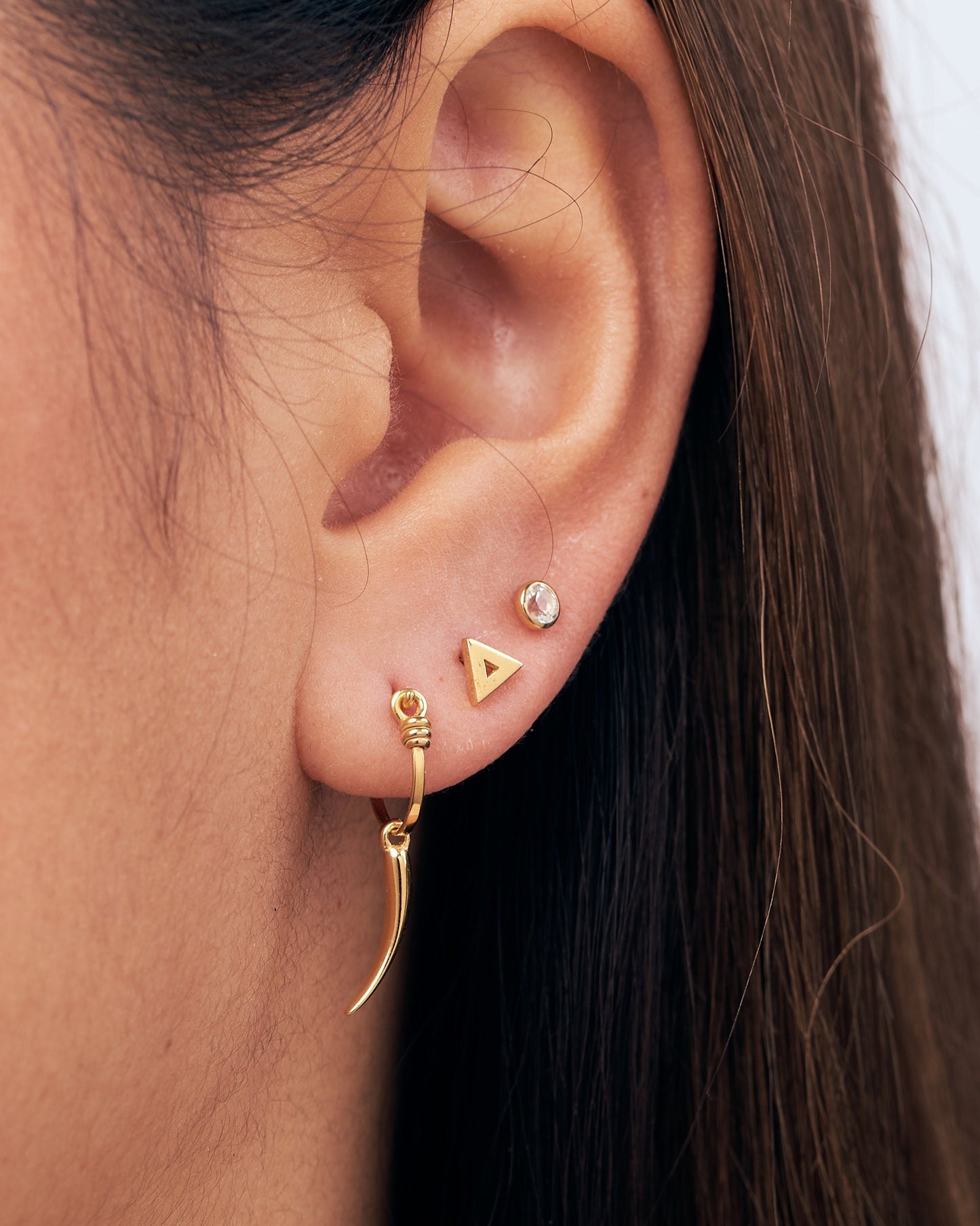 Minimalist Triangle Earrings Geometric Stud Earrings Silver & Gold Earrings Dainty Tiny Stud Earrings Modern Style - CST014