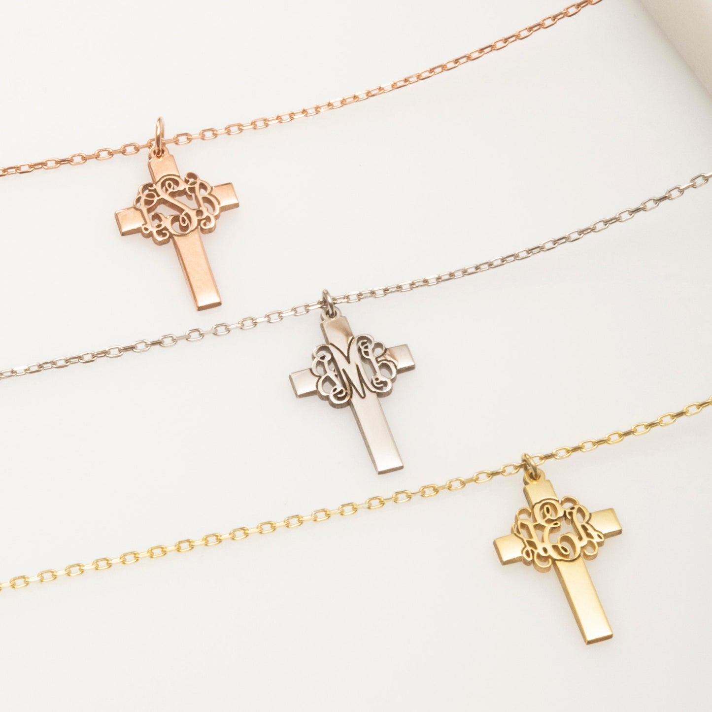 Monogram Cross Necklace, Cross Necklace Initial, Gift for Her, Baptism Gift, Trendy Monogram Necklace, Christmas Gift, Gift for Mom