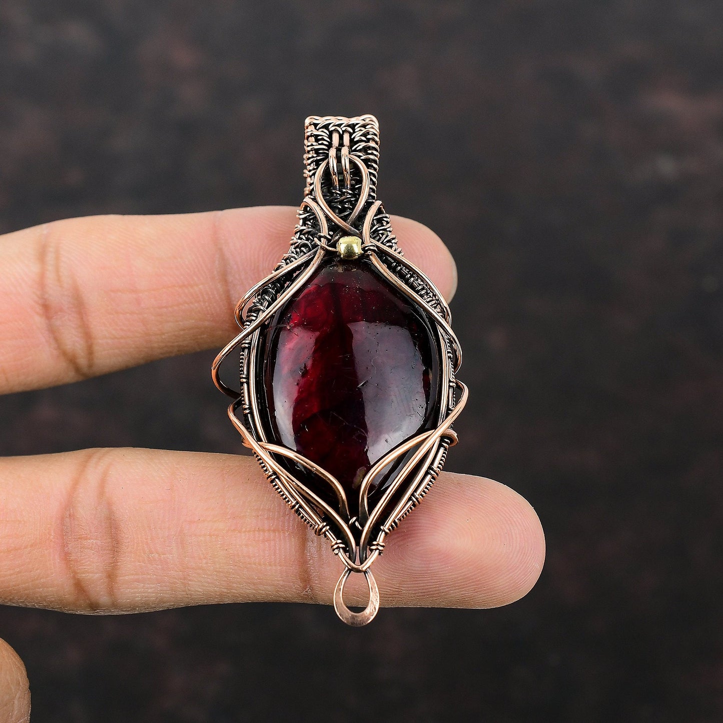 Red Purple Blue Fire Labradorite Necklace Brass Wire Wrapped Pendant Handmade Brass Jewelry Natural Gemstone Pendant Wire Wrapped Jewelry Gift for Her