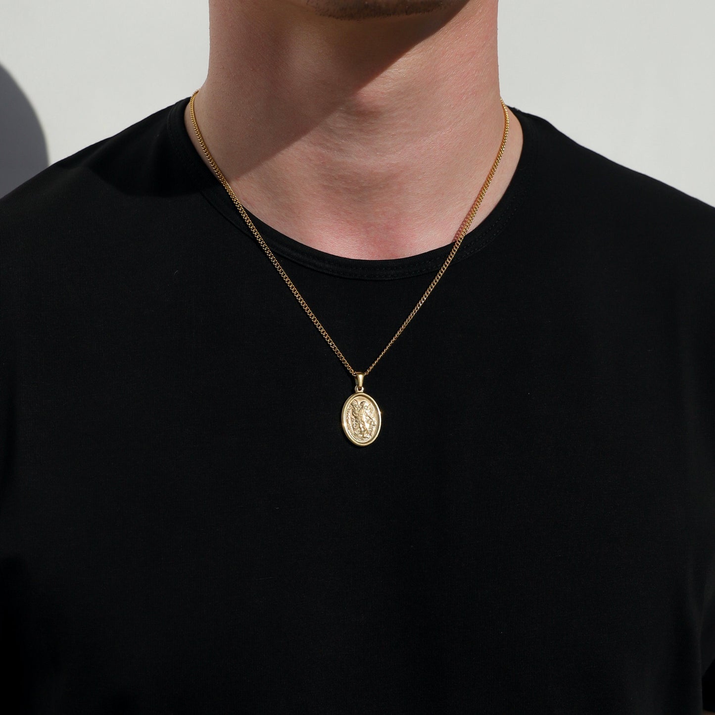 18k Gold St Michael Pendant Saint Michael Medal Man Pendant Man Necklace for Men Pendant for Men Gold Man Necklace Gift Mans Gift For Dad