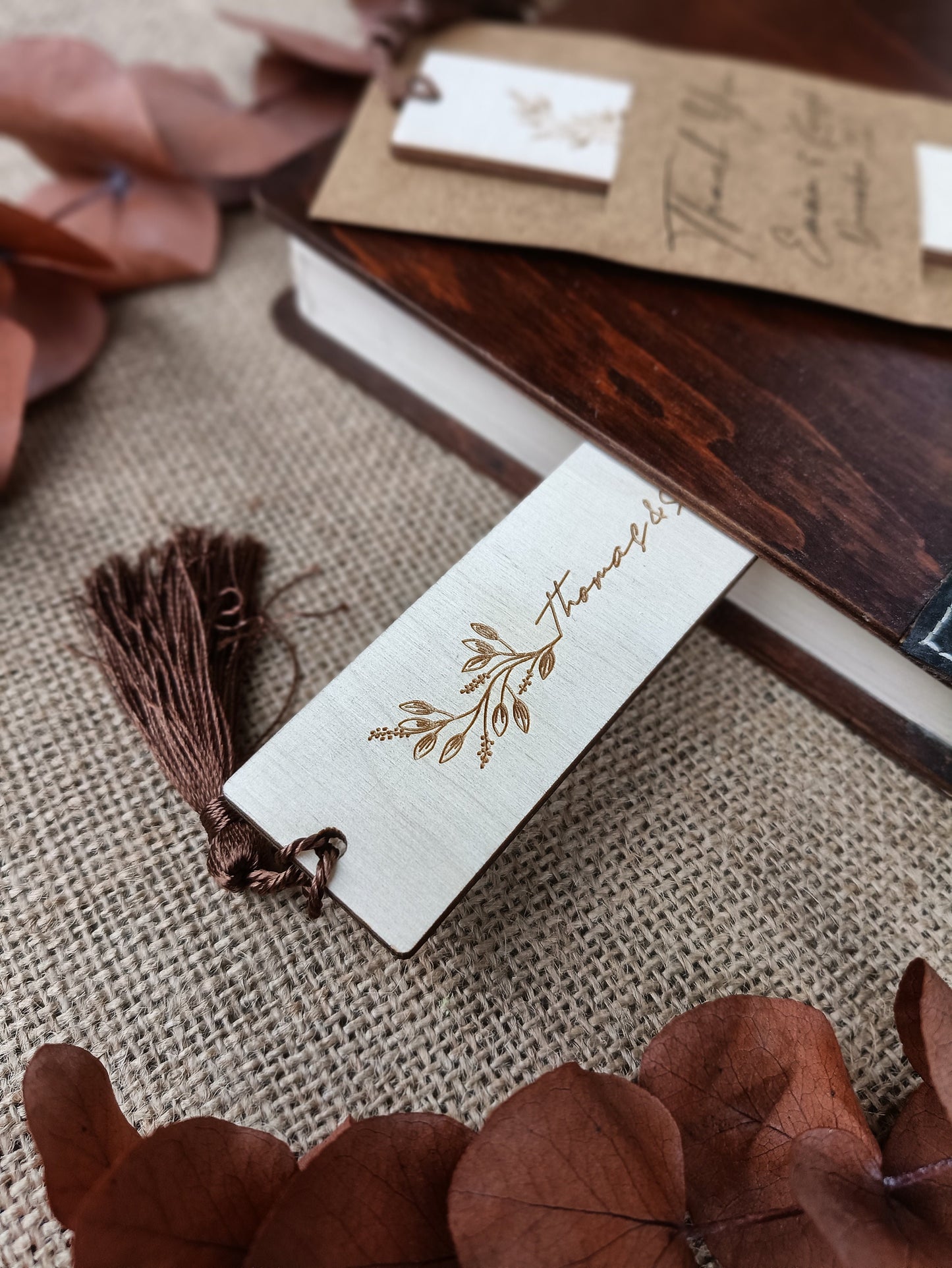 Personalized Wooden Bookmarks - Custom Wedding Favors, Party Gifts, Bridal Shower Keepsakes, Save the date