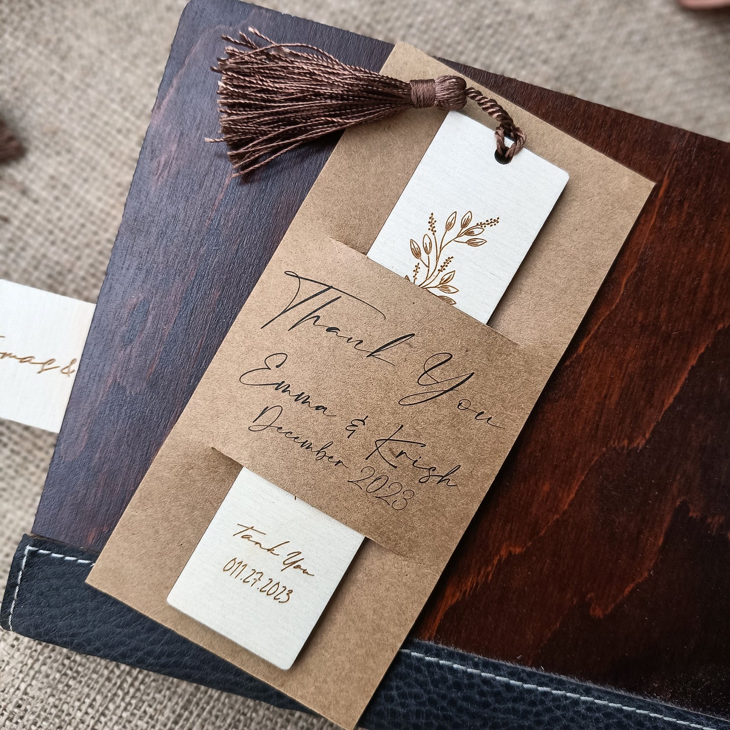 Personalized Wooden Bookmarks - Custom Wedding Favors, Party Gifts, Bridal Shower Keepsakes, Save the date
