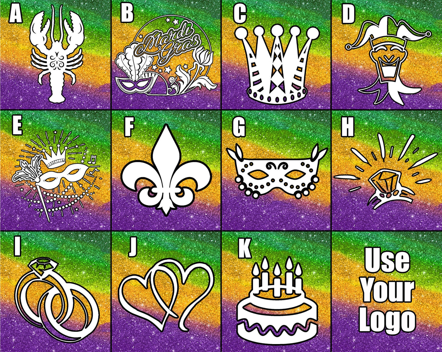 SINGLE-SIDED Mardi Gras Necklace Medallions - Customized with Full Color artwork (use a pre-made design or send in your own). Bulk packs.