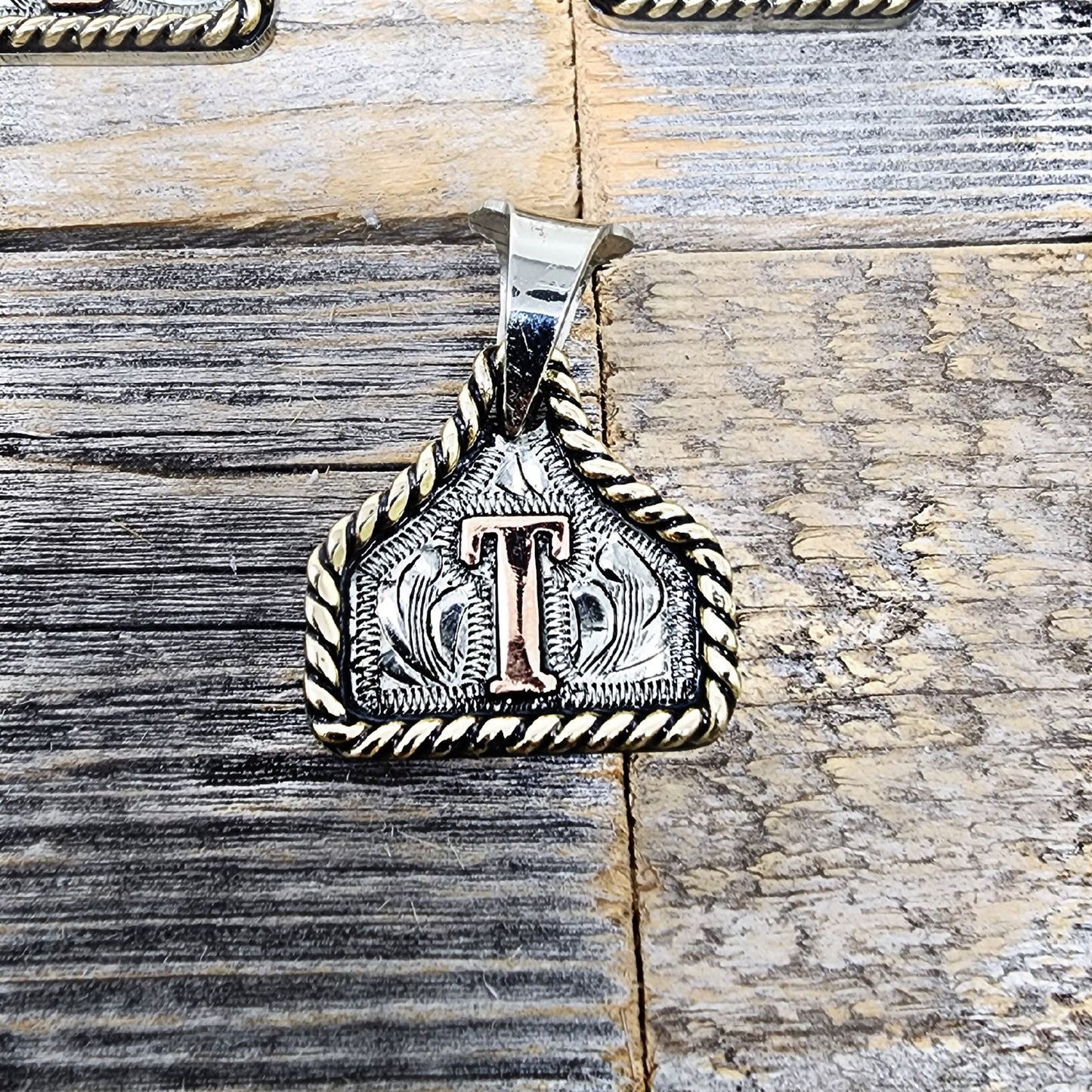Cow Tag Necklace Handmade Personalized Initial Necklace, Handcrafted. Small Model. Comes with a 23" Stainless Steel Chain.
