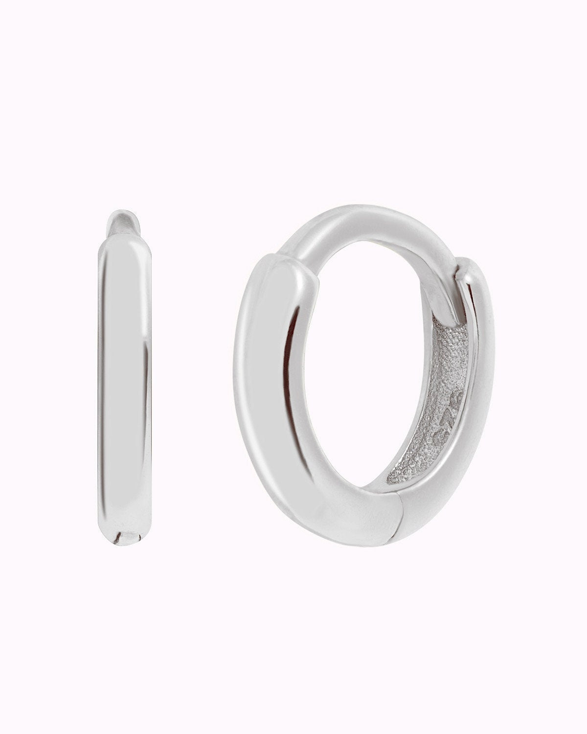 Minimalist & Tiny Second Hole Helix Silver Hoop Earrings - Two sizes available: 6 mm and 9 mm