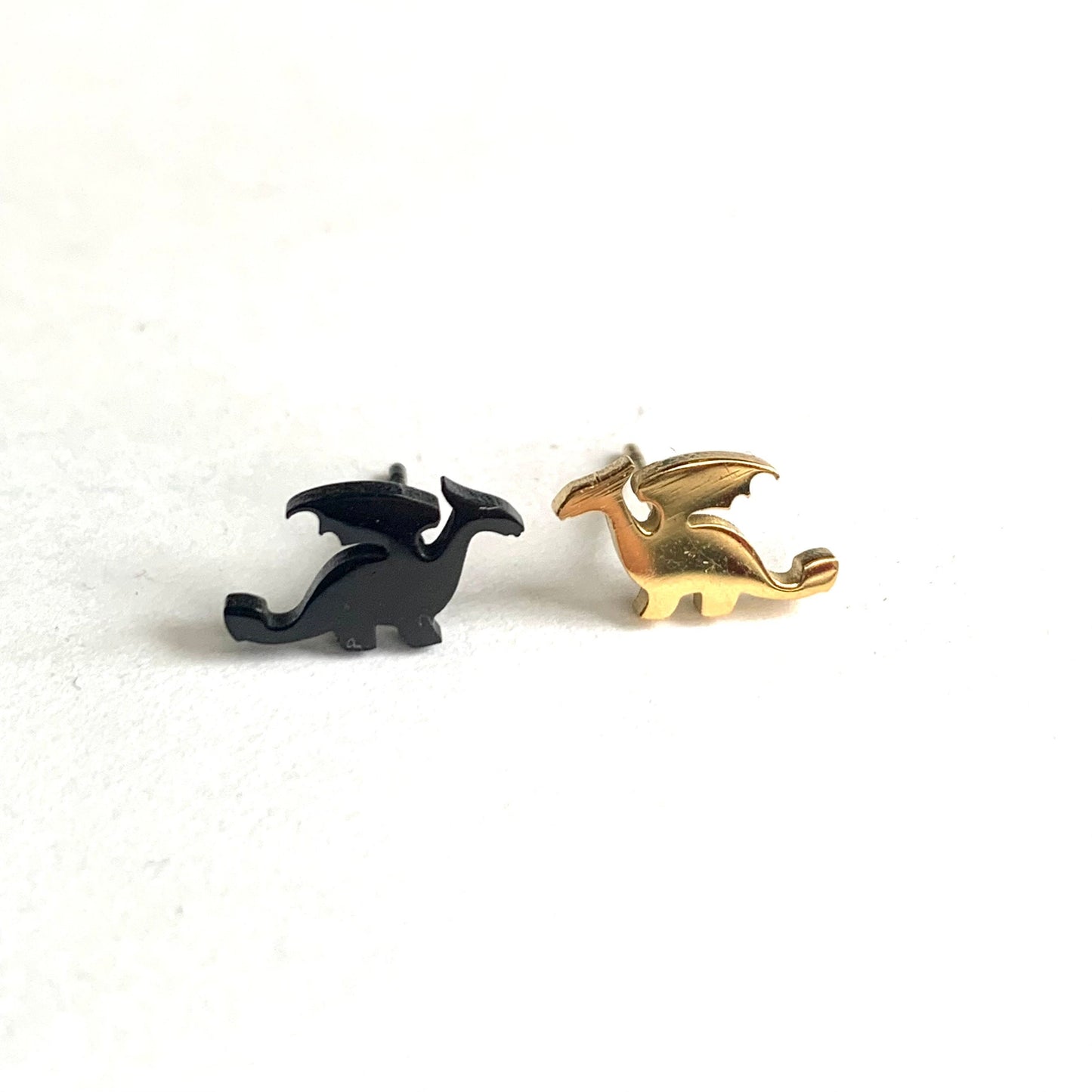 Dragon Wings Earrings - Fourth Academy - flame books - gold black stainless steel adult studs