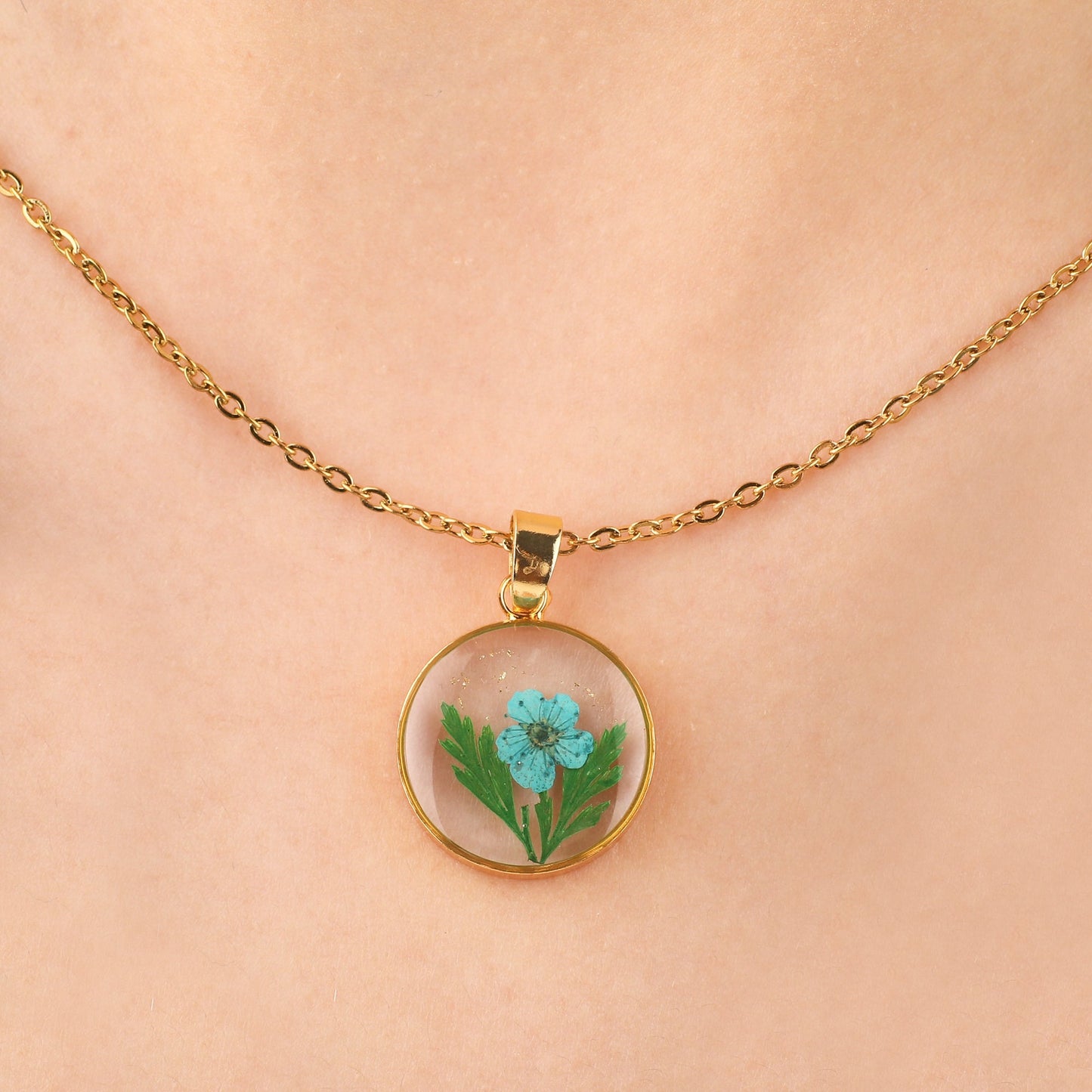 Birth Month Flower Necklace for Women, Personalized Birth Flower Necklace, Pressed Floral Necklace, Birthday Gift for Her, Resin Jewelry
