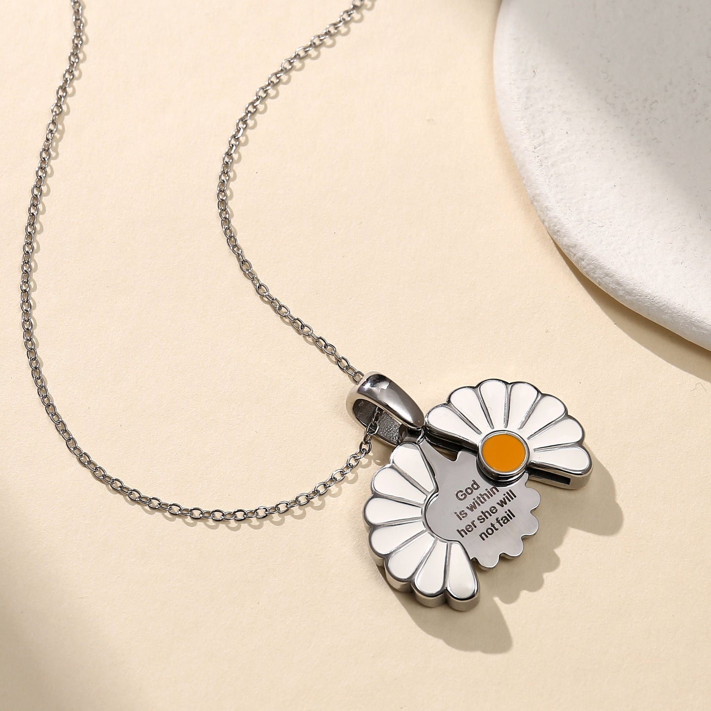 Personalized Hidden Message Daisy Locket Necklace - Customizable Gift for Her, God Mother Gift, tiny mustard seed, Christian Gifts for her