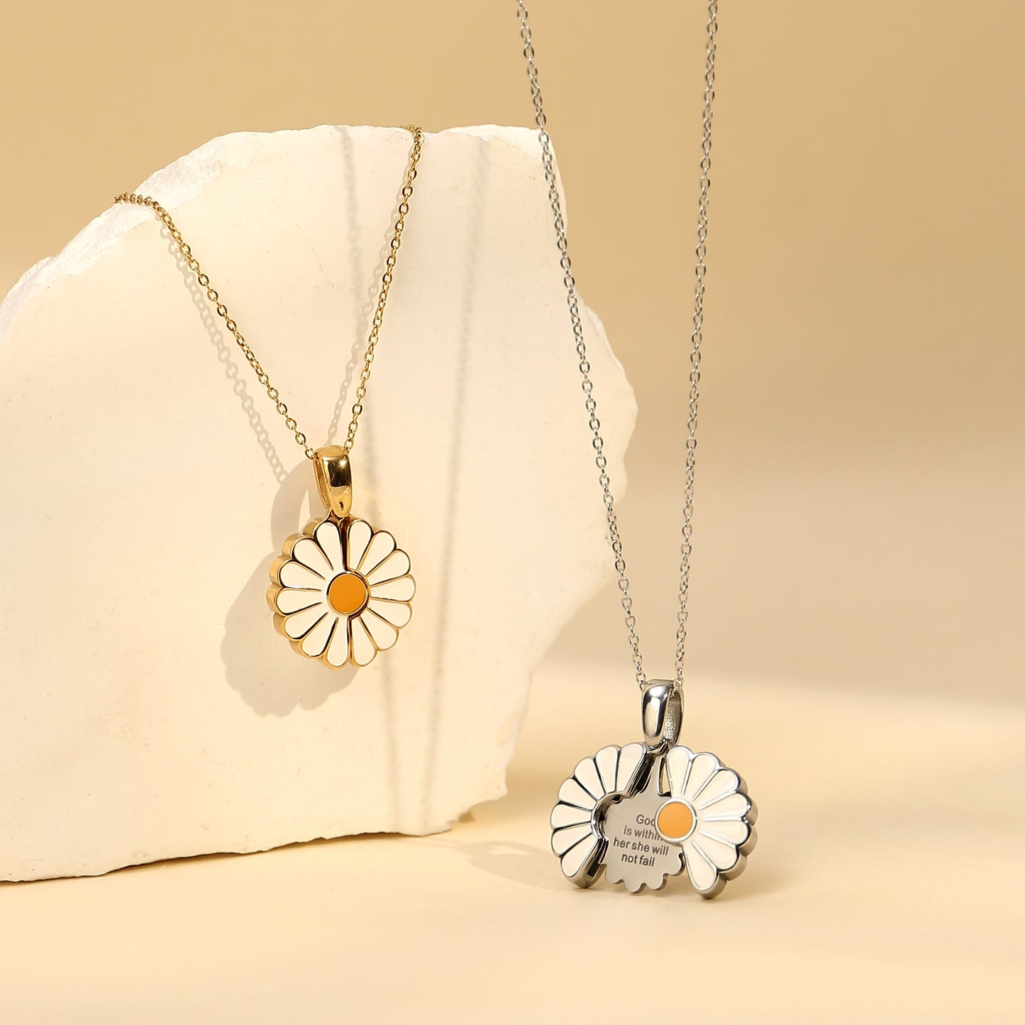 Personalized Hidden Message Daisy Locket Necklace - Customizable Gift for Her, God Mother Gift, tiny mustard seed, Christian Gifts for her