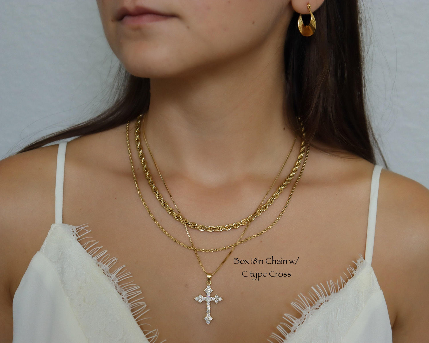 Gold Filled Cross Necklace Gold Religious Cross Charm Unisex Women Men Necklace Pray Christian Faith Pendant WATERPROOF Everyday Jewelry