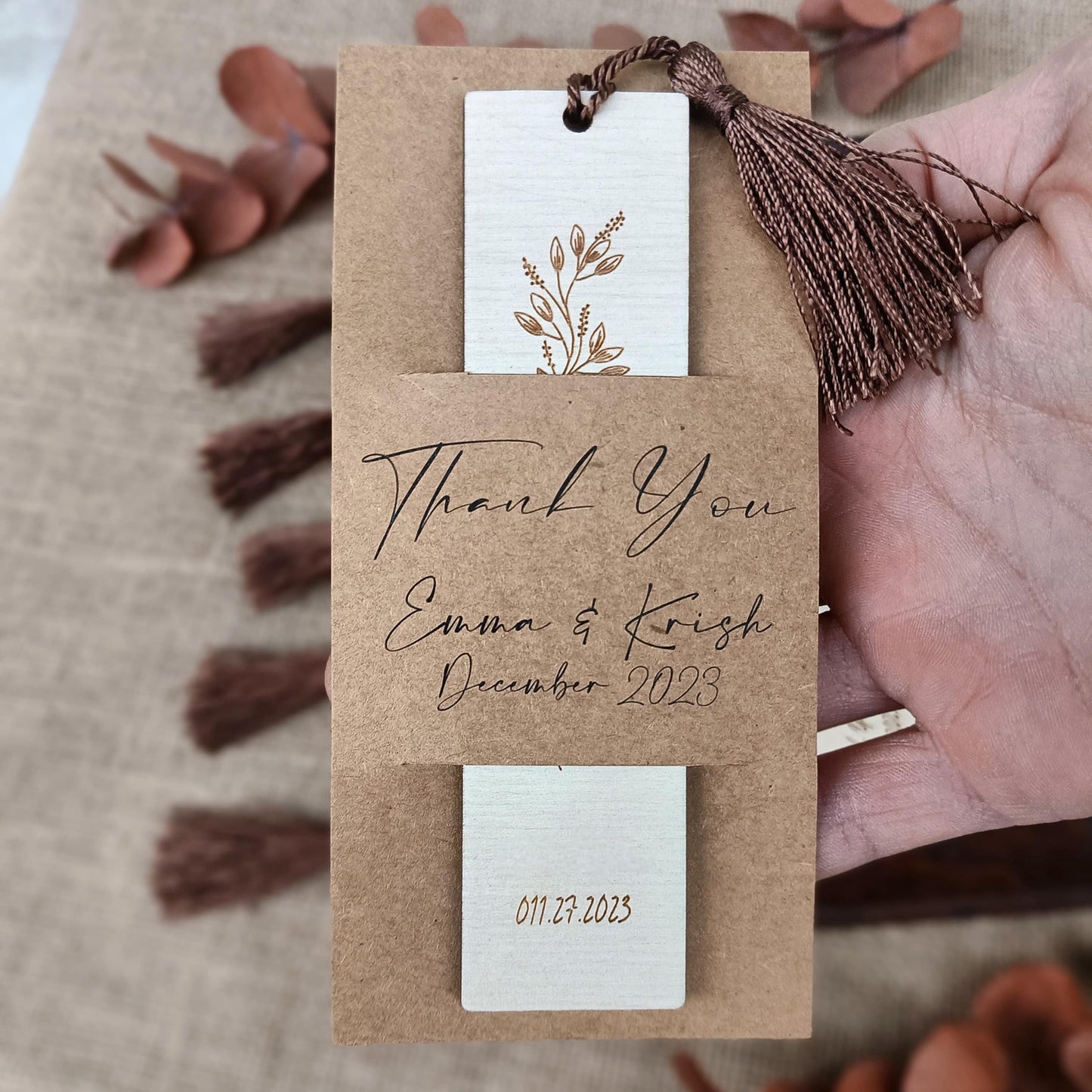 Personalized Wooden Bookmarks - Custom Wedding Favors, Party Gifts, Bridal Shower Keepsakes, Save the date