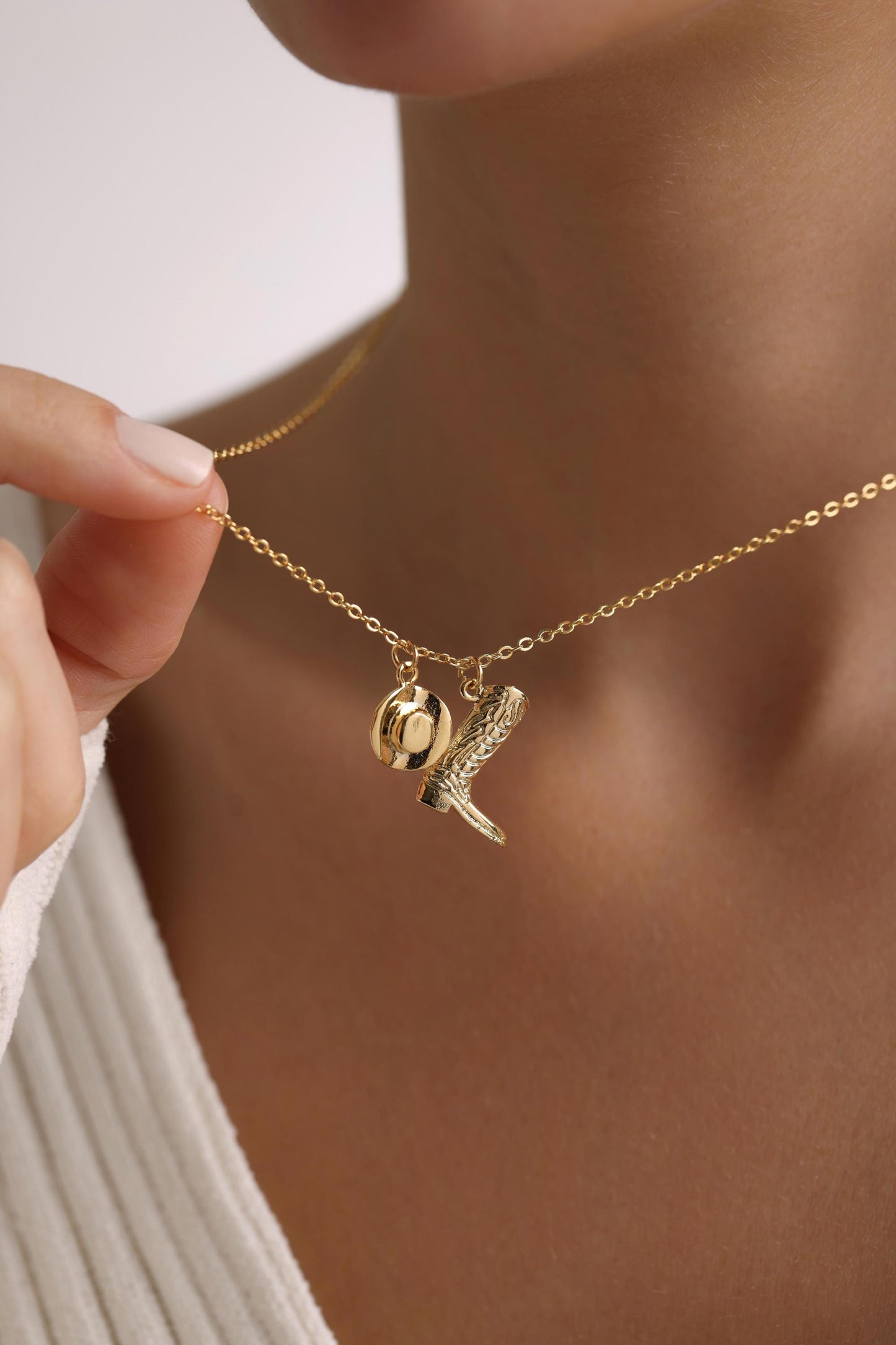 Gold Plated Cowboy Girl Necklace, Cowgirl Necklace, Western Necklace, Country Girl Necklace, Gift for her, Christmas Gift, Fun Jewelry Gift