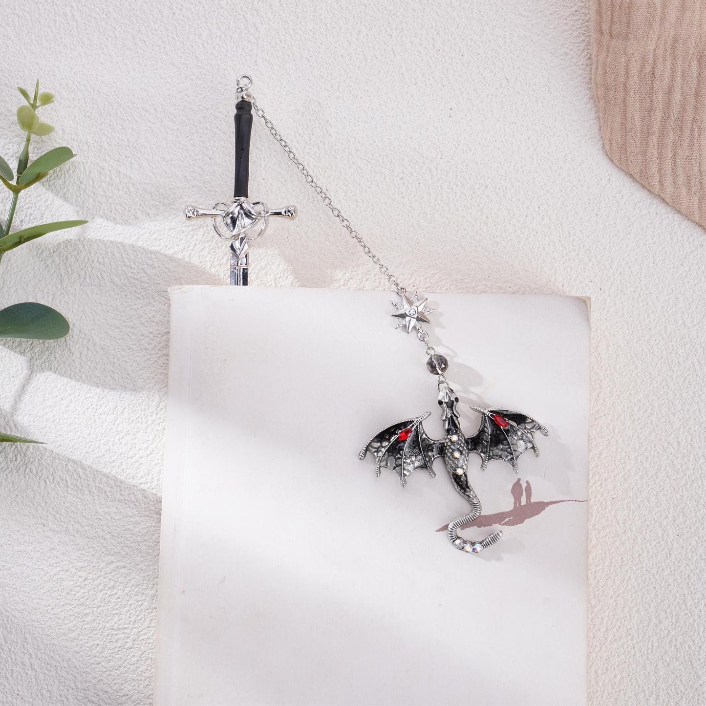 Dragon Sword Fantasy Bookmark Birthday Gifts for Readers Book Lover Silver Metal Charm Bookmarks Unique Gift For Women Men Bookish