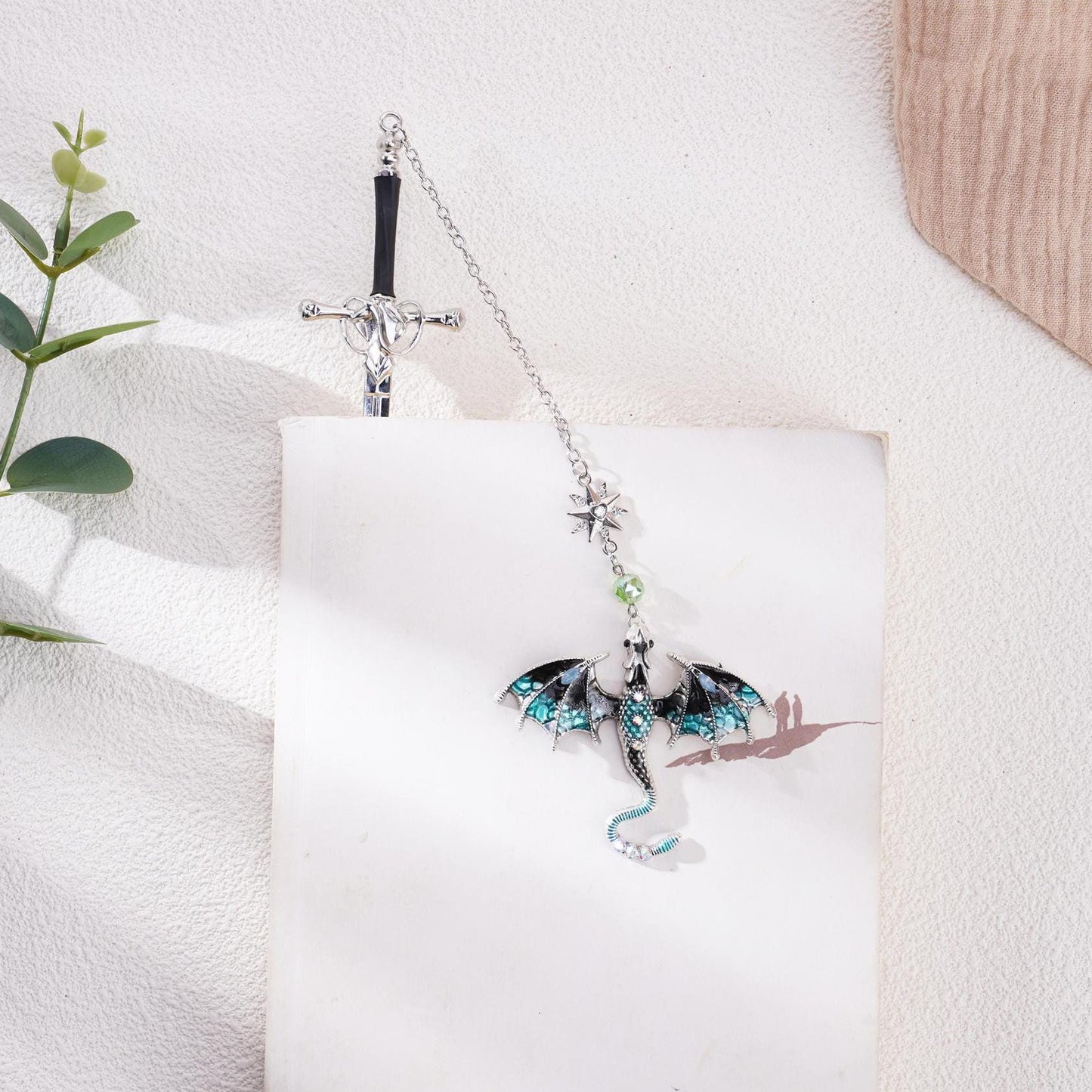 Dragon Sword Fantasy Bookmark Birthday Gifts for Readers Book Lover Silver Metal Charm Bookmarks Unique Gift For Women Men Bookish