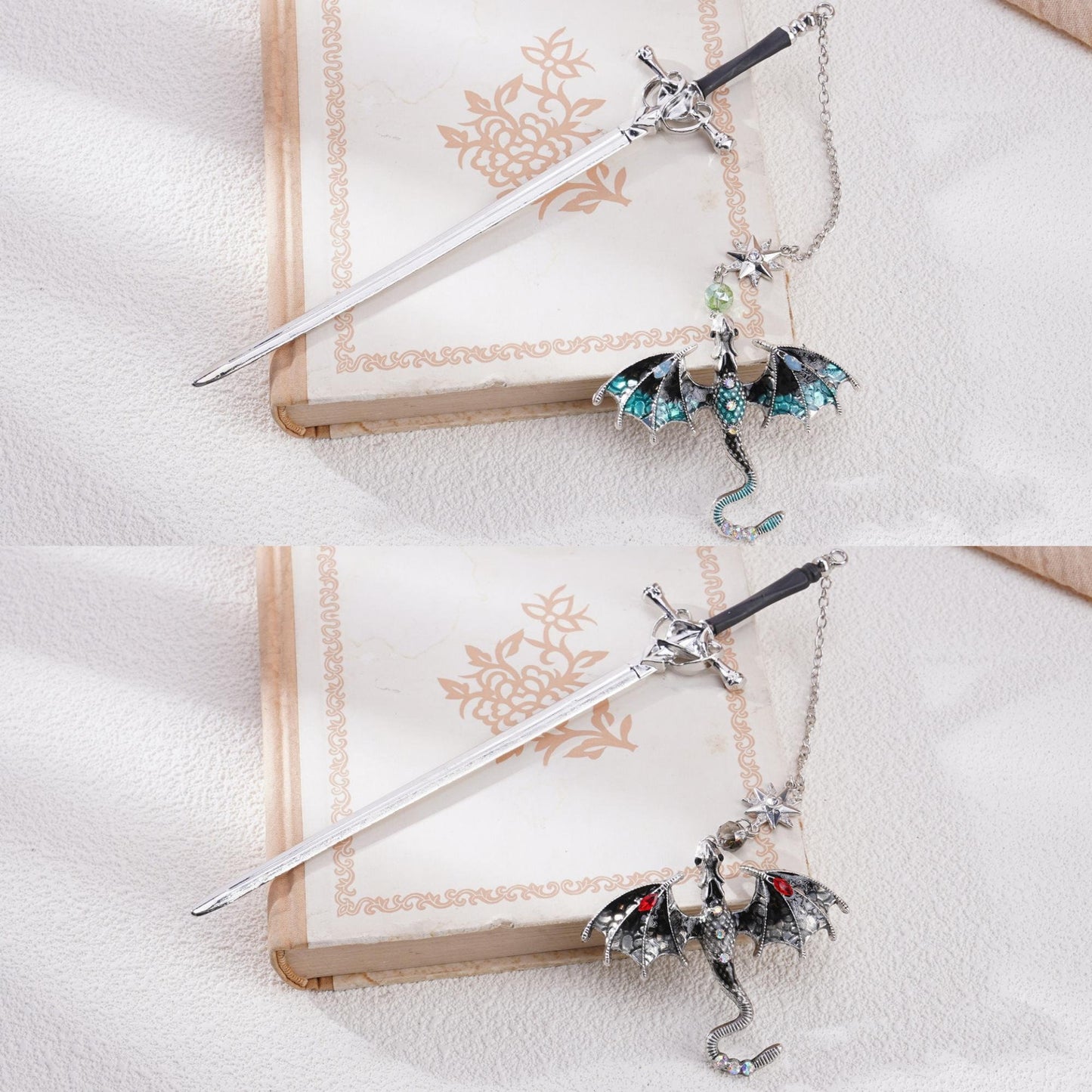 Dragon Sword Fantasy Bookmark Birthday Gifts for Readers Book Lover Silver Metal Charm Bookmarks Unique Gift For Women Men Bookish