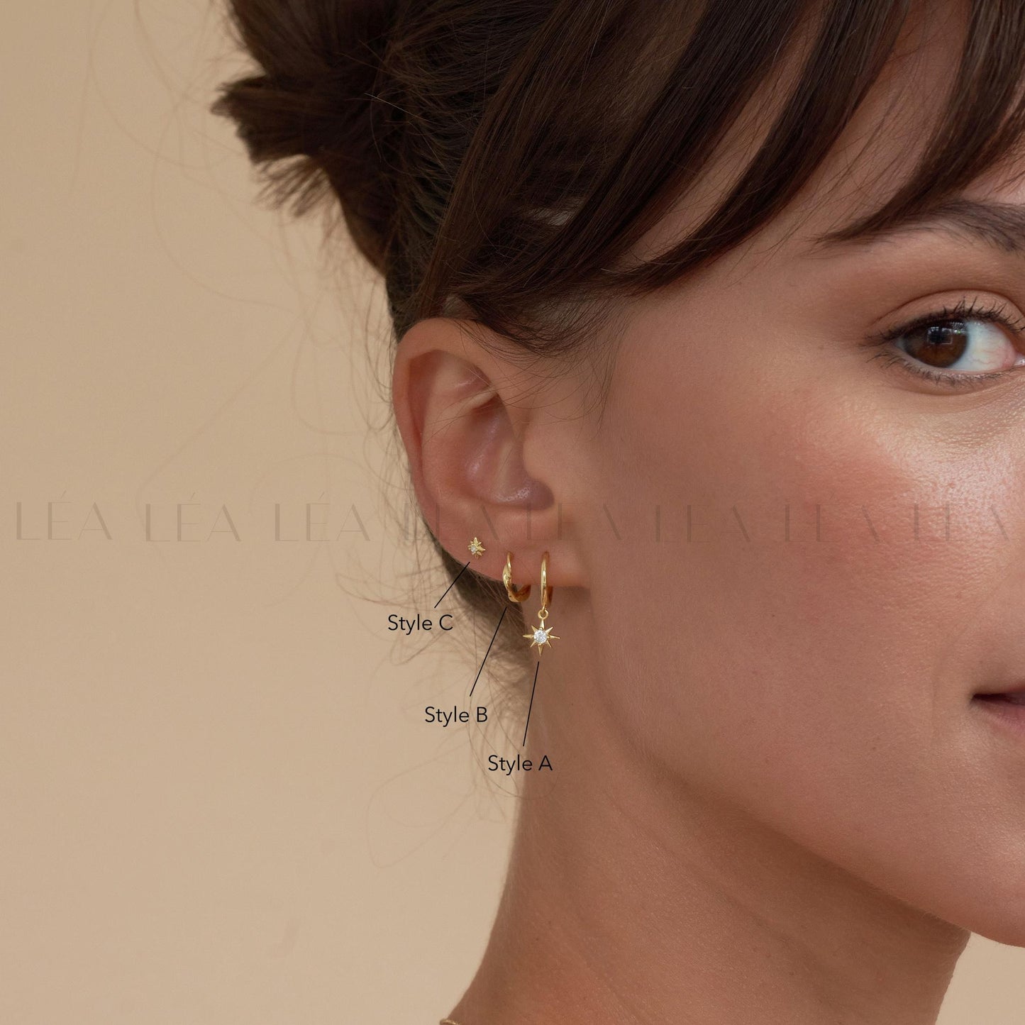 Starburst Dangle Everyday Hoop Earring Stack Set • Gift For Her • Bridesmaid Gift • 18K Gold Star Earrings Set • Gift Ready