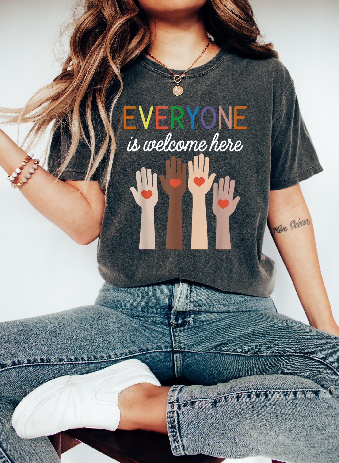 Idaho Teacher Shirt Everyone Is Welcome Here, Inclusion and Equality 100% Cotton T-Shirt, Protest and Resist Sweatshirt, Gift for Baby/Youth/Adult