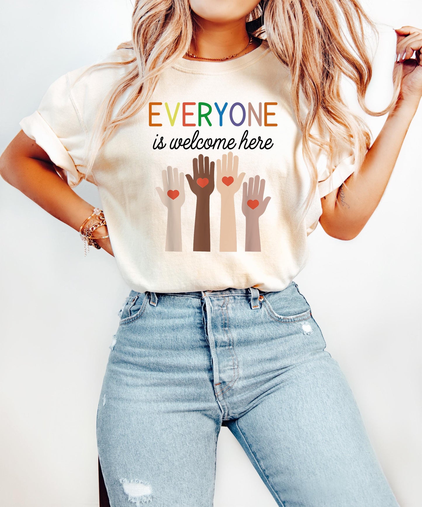 Idaho Teacher Shirt Everyone Is Welcome Here, Inclusion and Equality 100% Cotton T-Shirt, Protest and Resist Sweatshirt, Gift for Baby/Youth/Adult