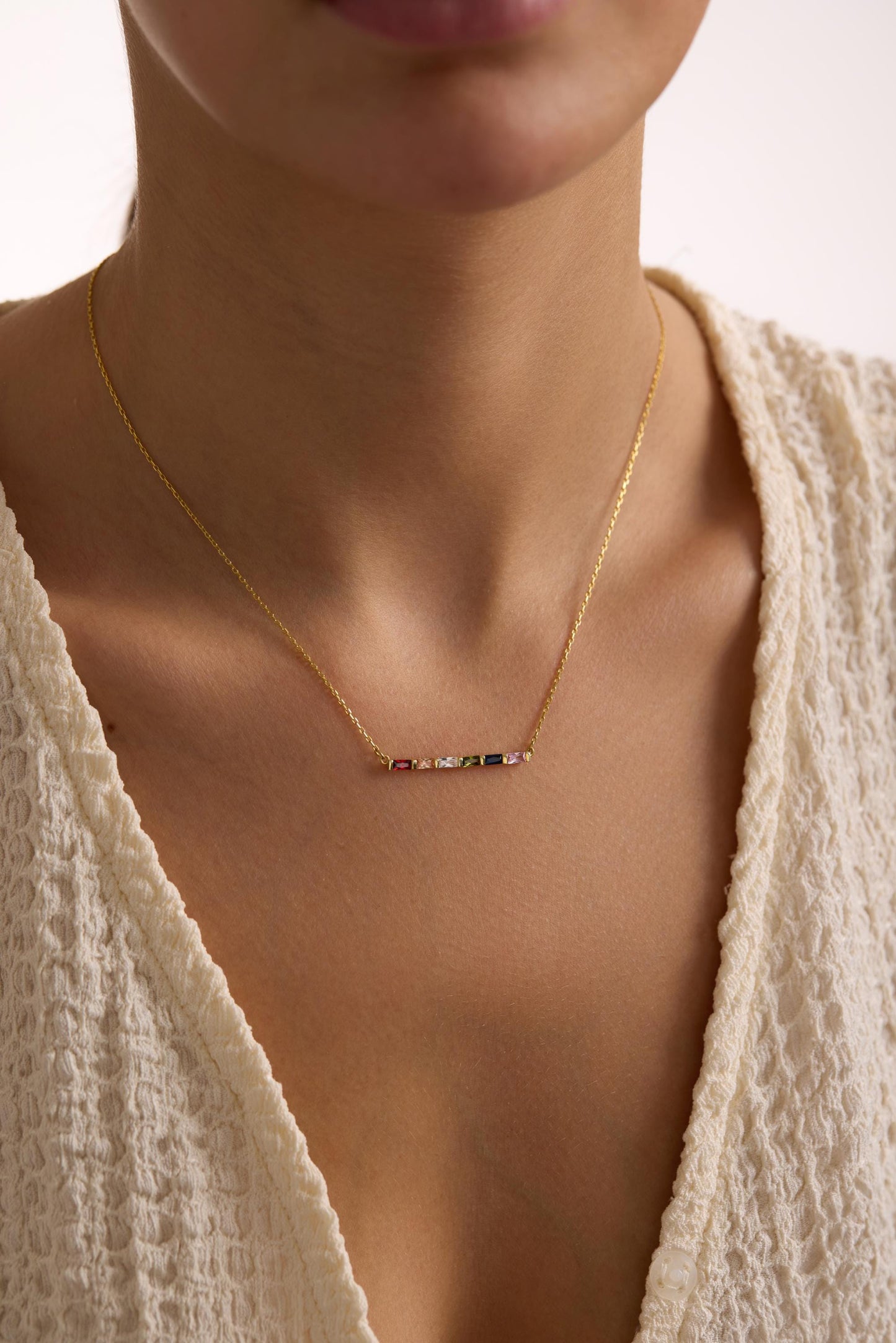 Baguette Birthstone Necklace,Family Birthstone Necklace,Personalized Gift,Mother's Birthstone Jewelry,Mothers Day Gift for Mom,Birthday Gift