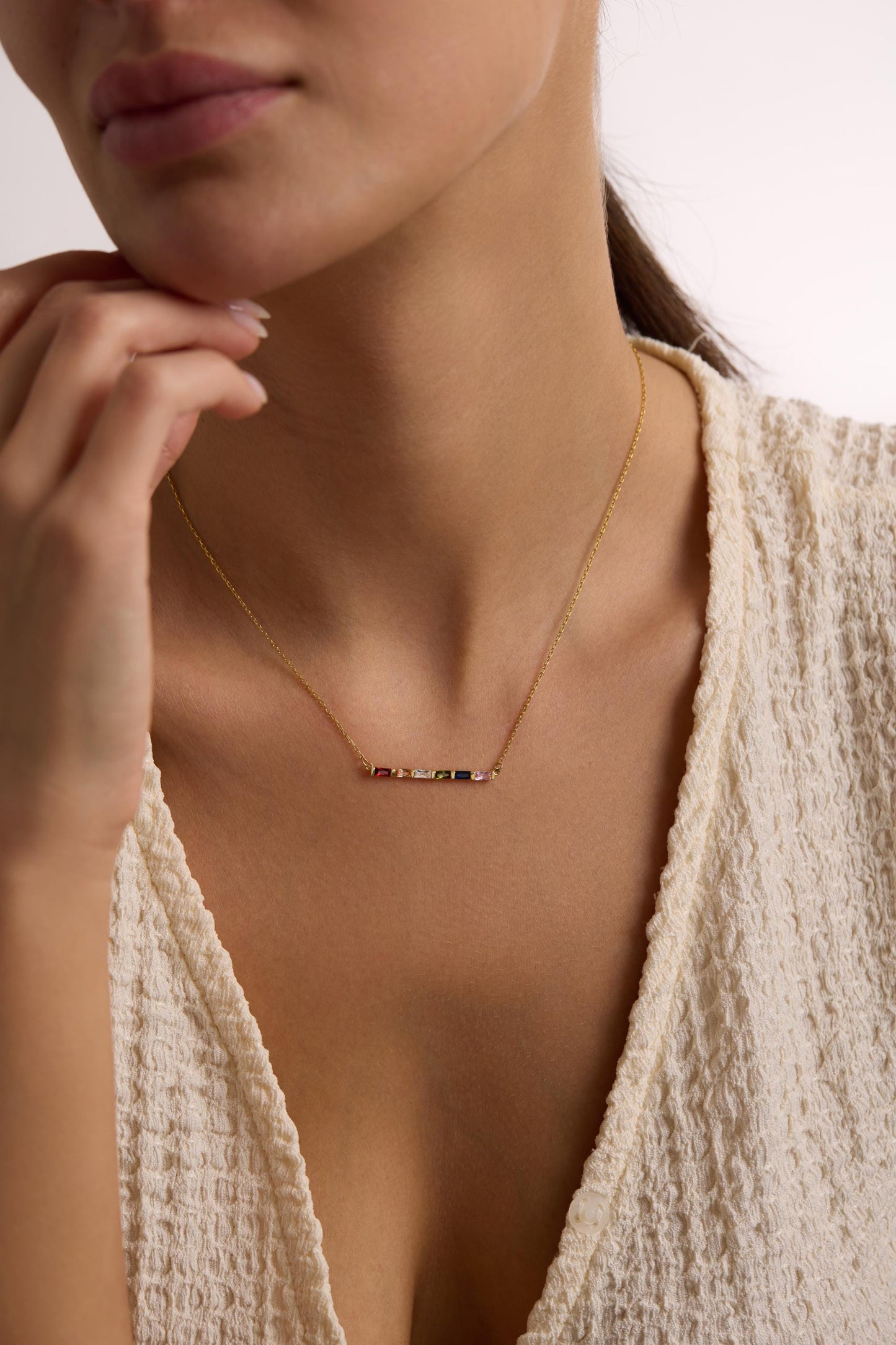 Baguette Birthstone Necklace,Family Birthstone Necklace,Personalized Gift,Mother's Birthstone Jewelry,Mothers Day Gift for Mom,Birthday Gift