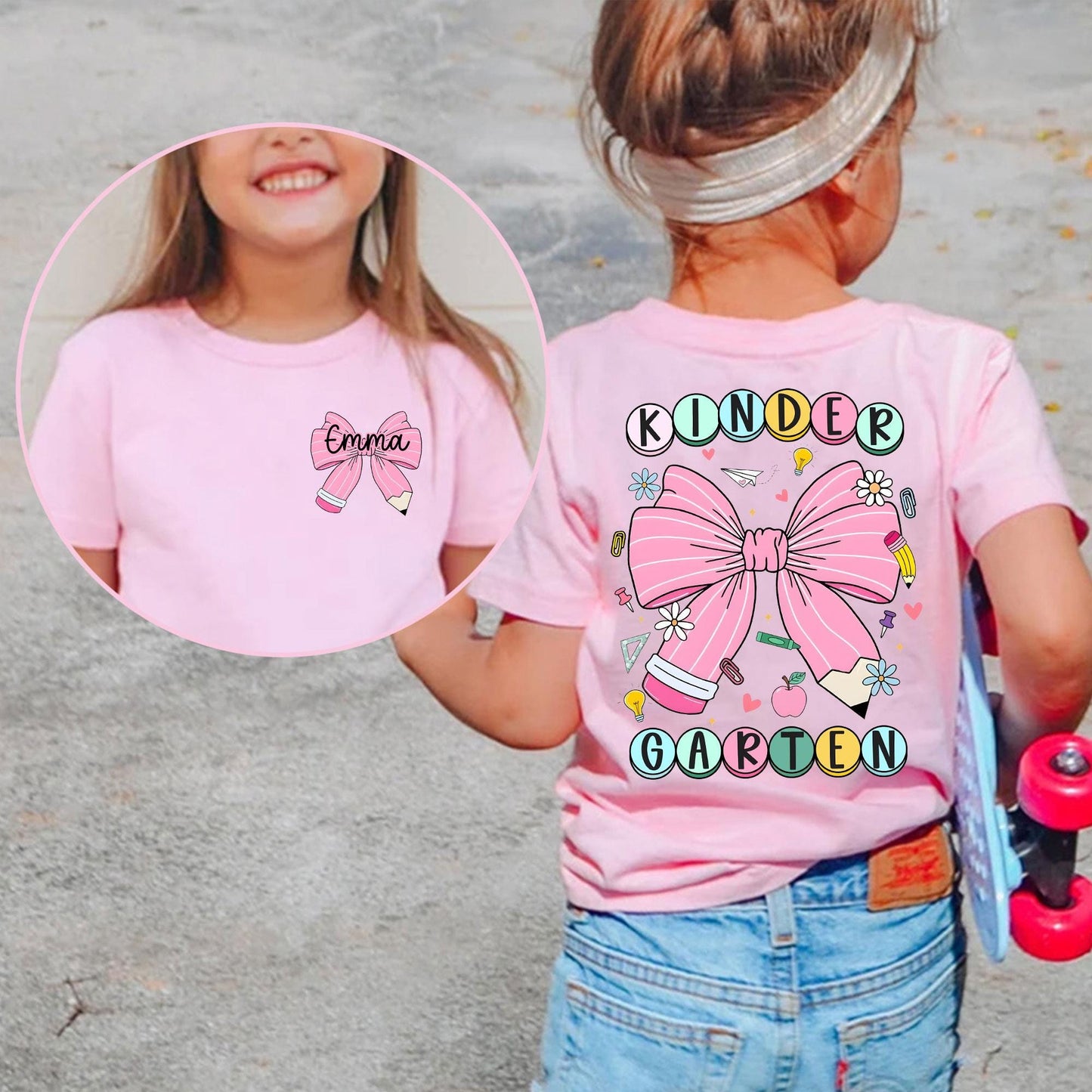 Personalized Back To School Kids Shirt, Custom Coquette Kindergarten Shirt, Elementary Shirt, Toddler School Tee, First Day Of School Shirt