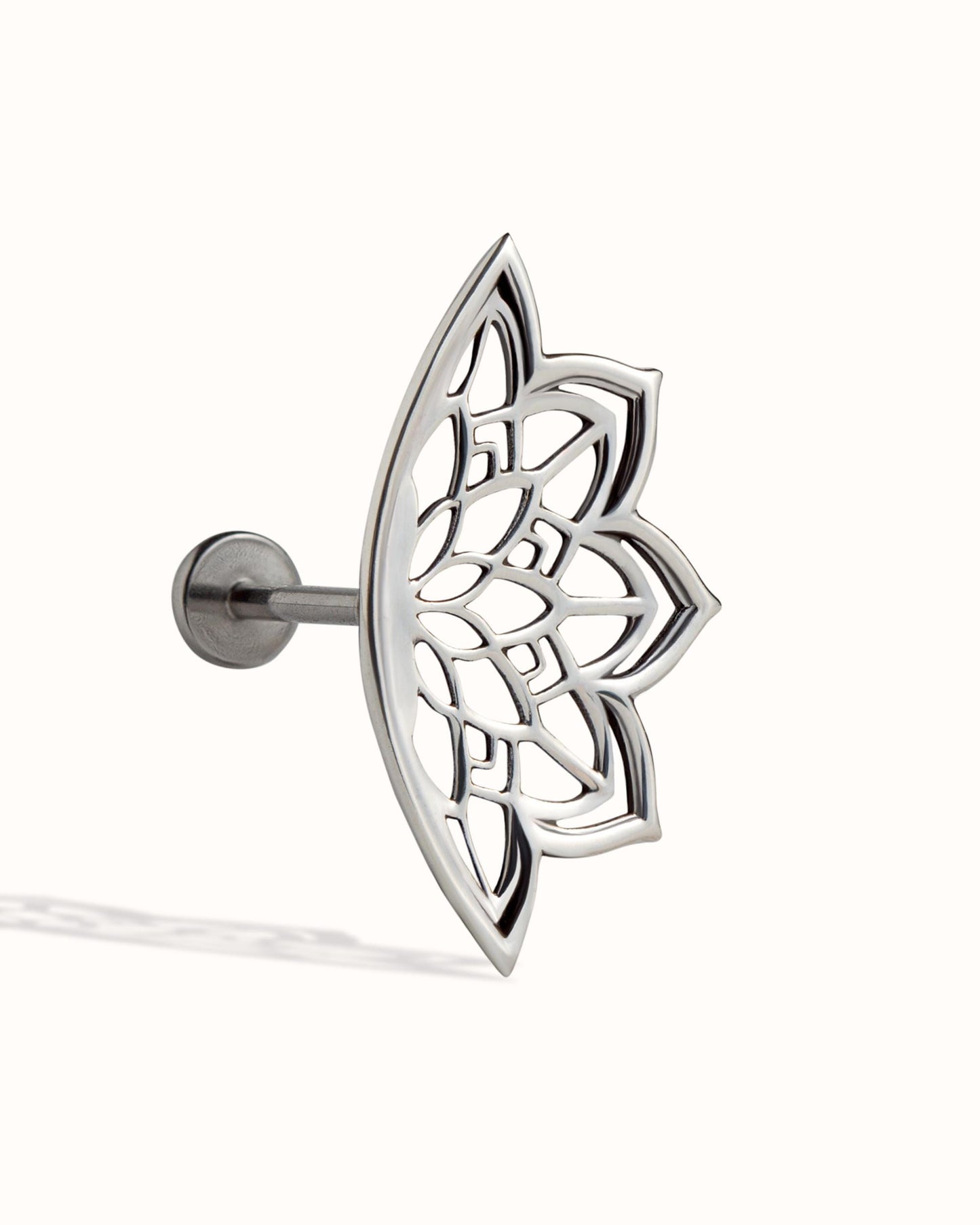 Boho Helix Earring • Geometric Mandala Lotus Flower Hidden Helix • Piercing 18G 16G • Cartilage Bohemian Silver Spiritual Jewelry • CRT023
