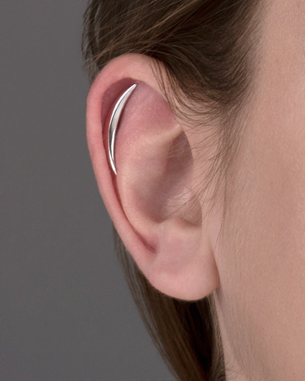 Cartilage Earring Crescent Moon Helix Earring 20G 18G 16G Sterling Silver Minimalist Stud Piercing Dainty Jewelry Ear Cuff Earring - CRT001