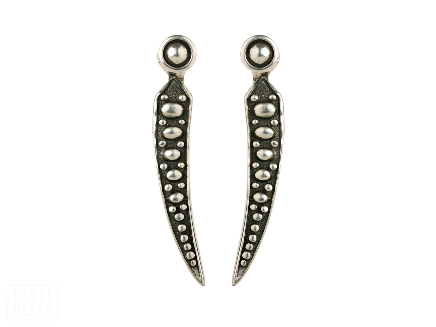 Goth Spikes Ear Jacket Earrings • Dark Silver Stud Earrings • Silver Claw Dangle Earrings • Cyberpunk Drop Earrings Gift for Her - JKT003