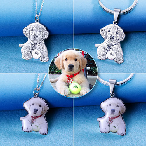 Personalized Engraved Photo Necklace Photo Keychain