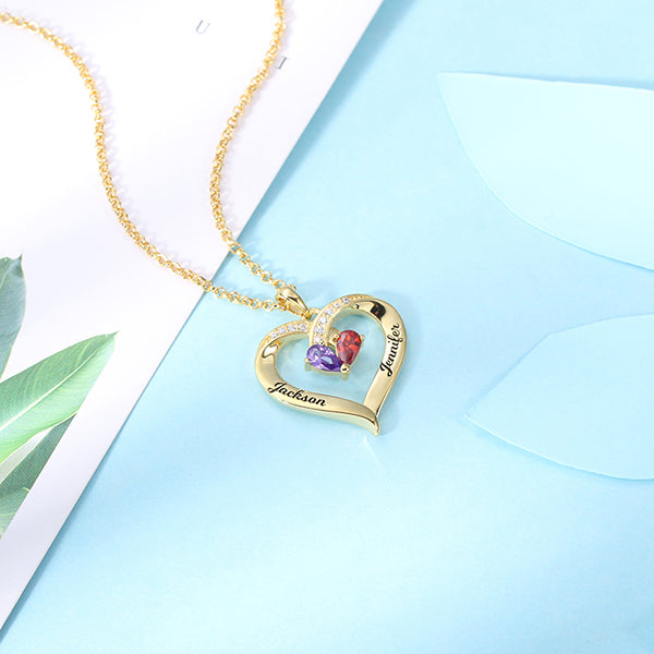 Forever Together Engraved Birthstone Necklace in Gold