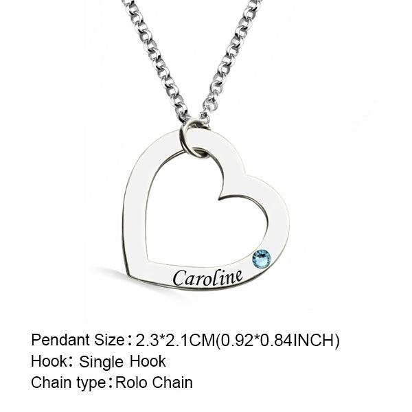 Engraved 1-5 Intertwined Hearts Necklace With Birthstones Sterling Silver