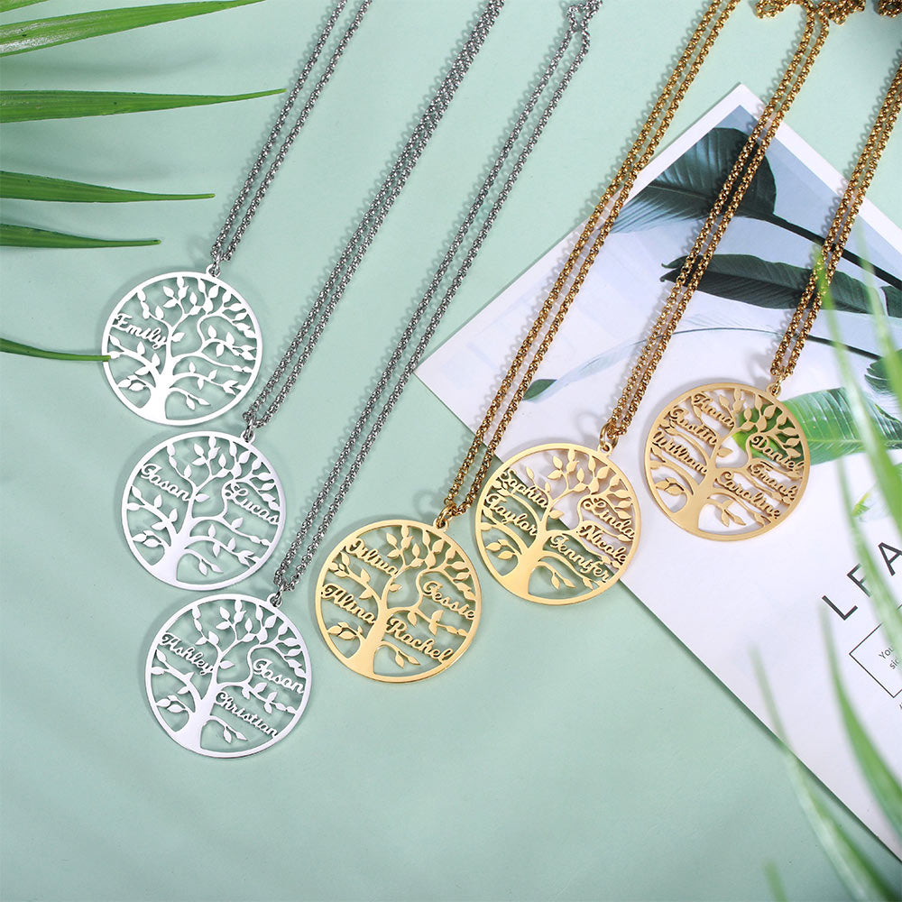 Engraved Family Tree Name Necklace