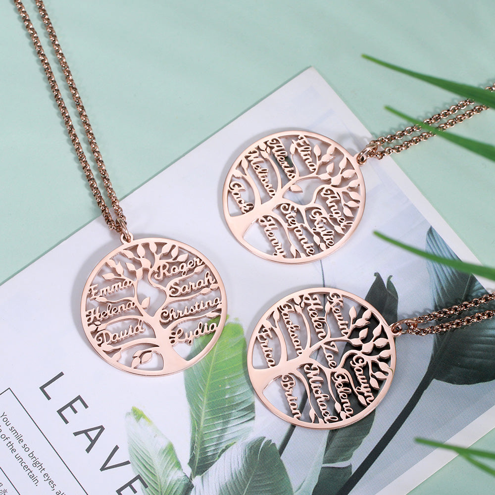 Engraved Family Tree Name Necklace