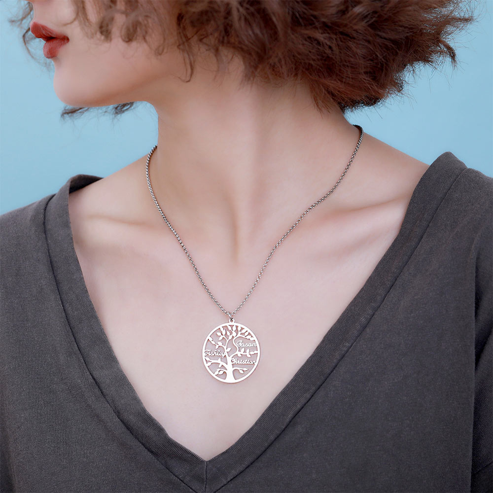 Engraved Family Tree Name Necklace