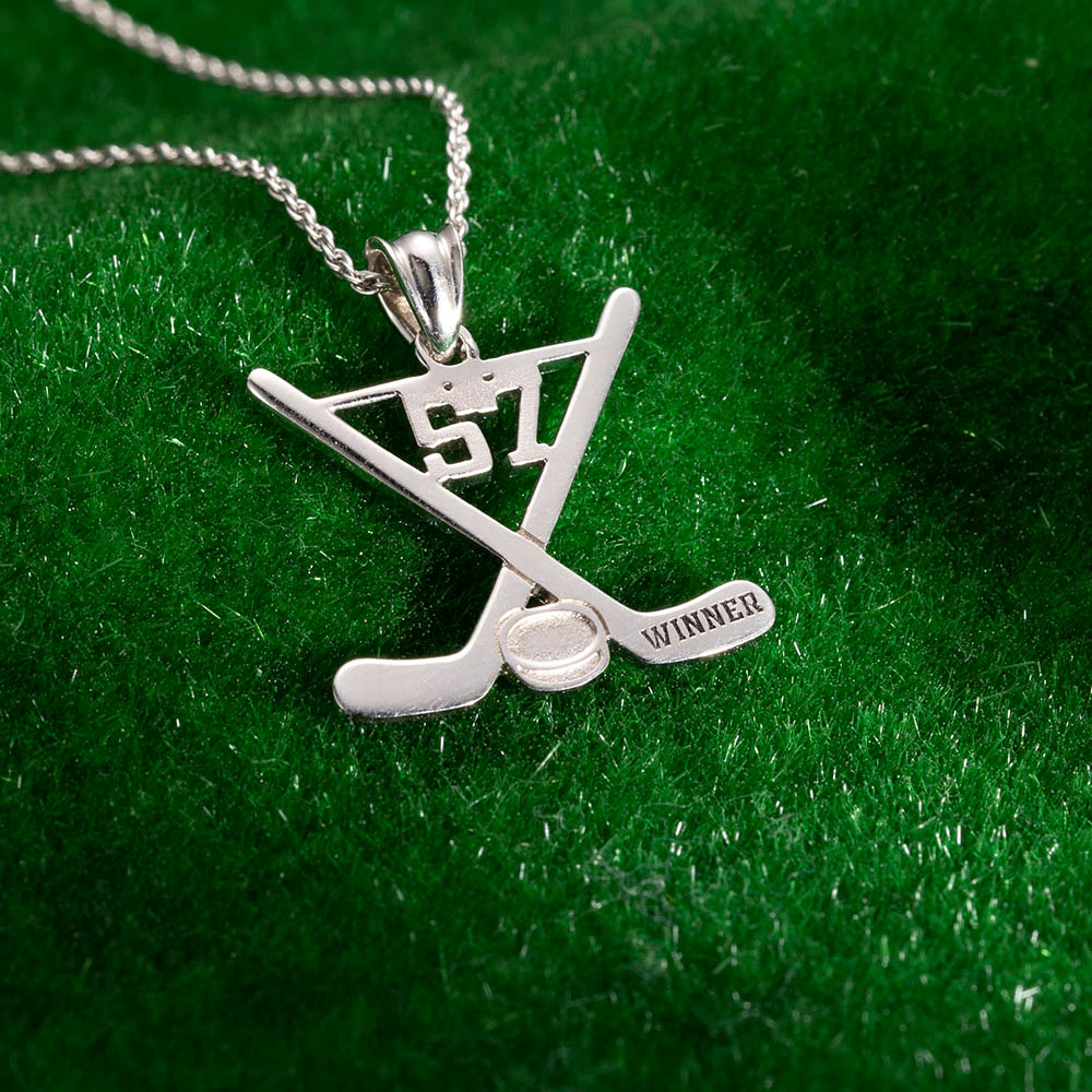 Custom Hockey Necklace, Ice Hockey Sticks Jewelry, Gift for Moms, Fans Girls Hockey Players Team