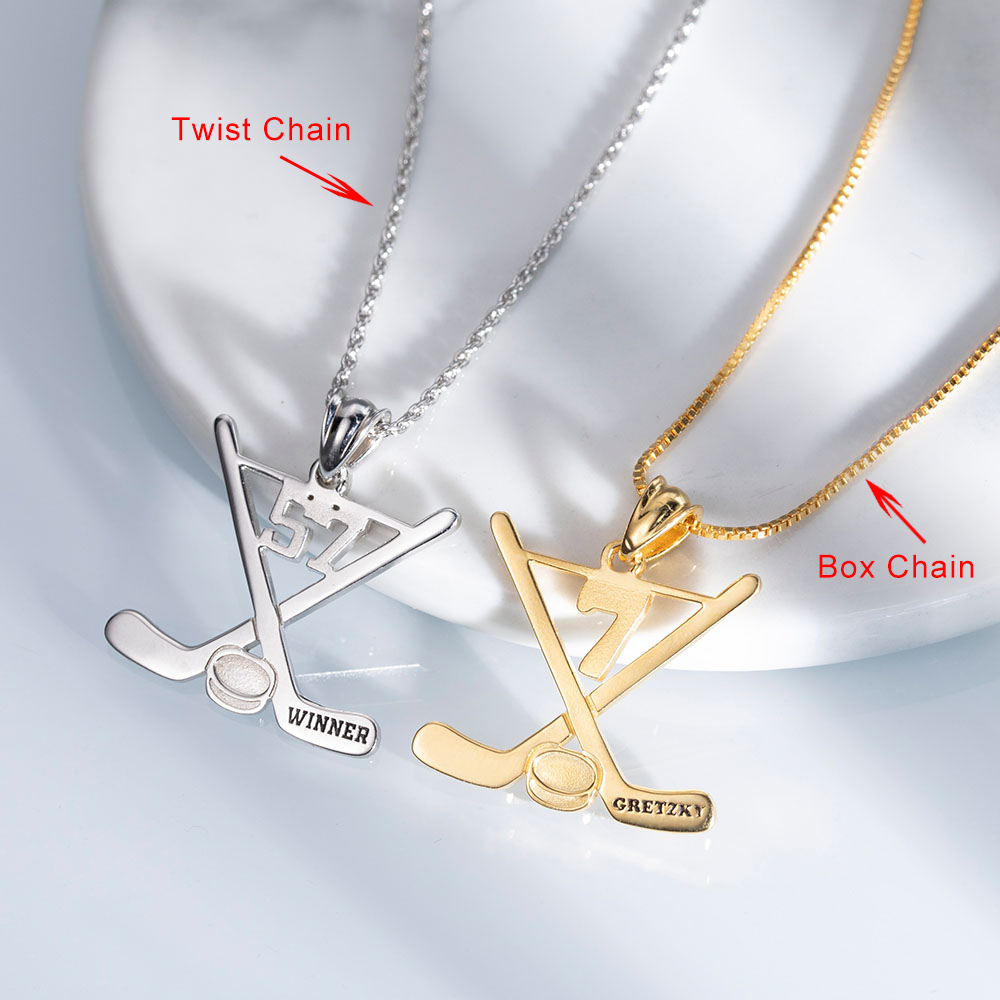 Custom Hockey Necklace, Ice Hockey Sticks Jewelry, Gift for Moms, Fans Girls Hockey Players Team
