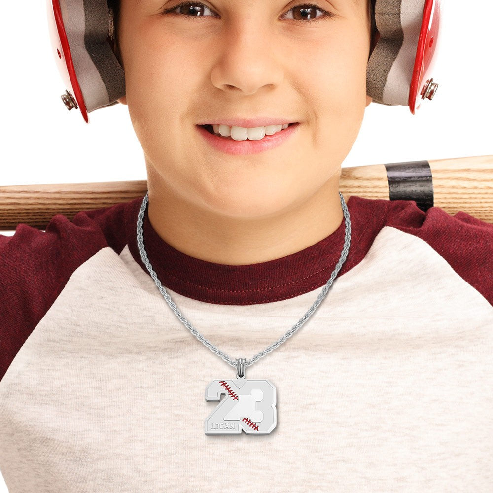 Personalized Baseball & Softball Sports Number Stainless Steel Necklace with Name, Gifts for Sports Lovers