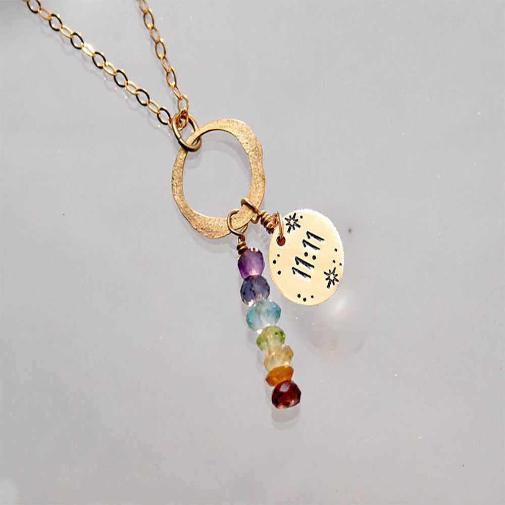 Custom Circle Disc 7 Chakra Necklace