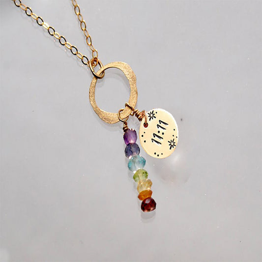 Custom Circle Disc 7 Chakra Necklace