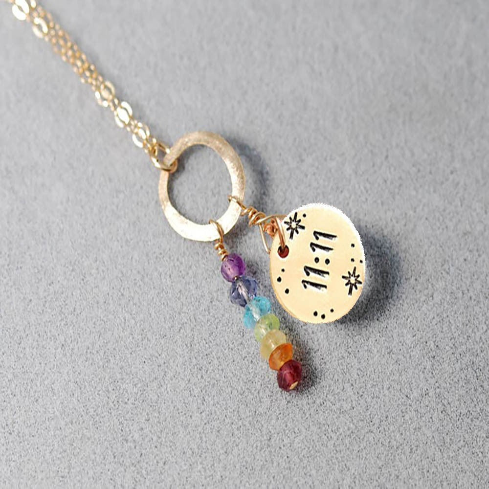 Custom Circle Disc 7 Chakra Necklace