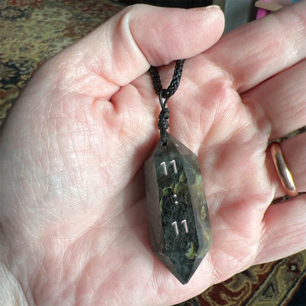 Custom Number Healing Crystal Hexagon Point Necklace